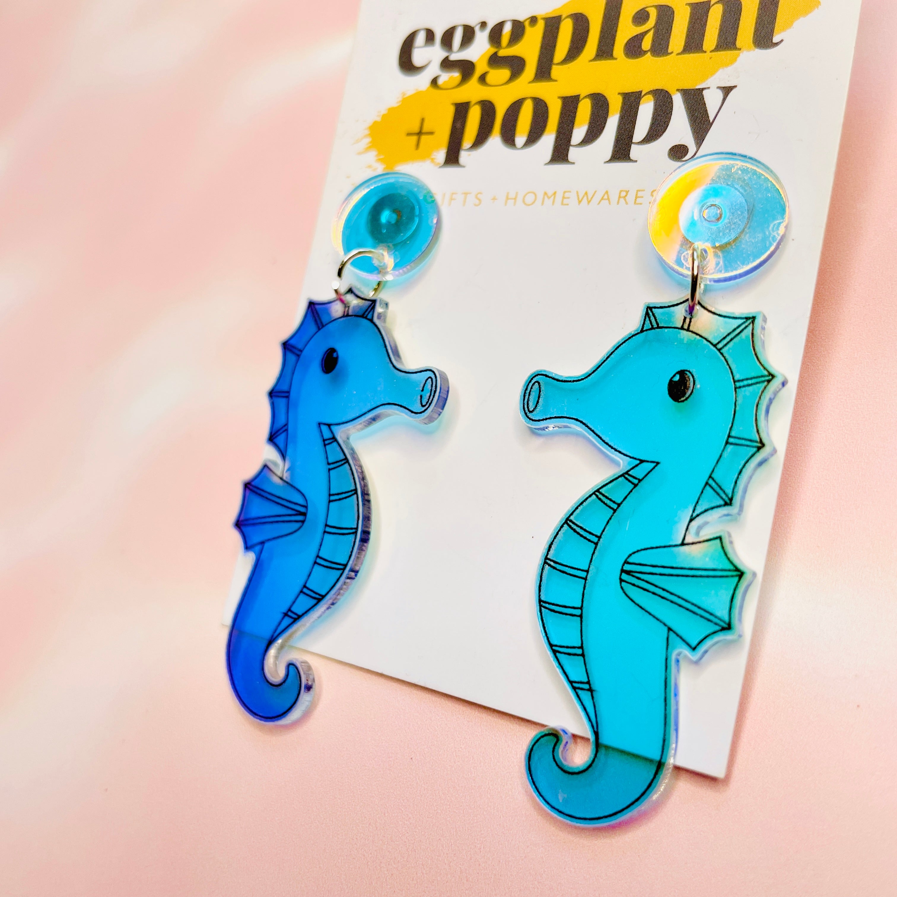 Holographic Seahorse Earrings