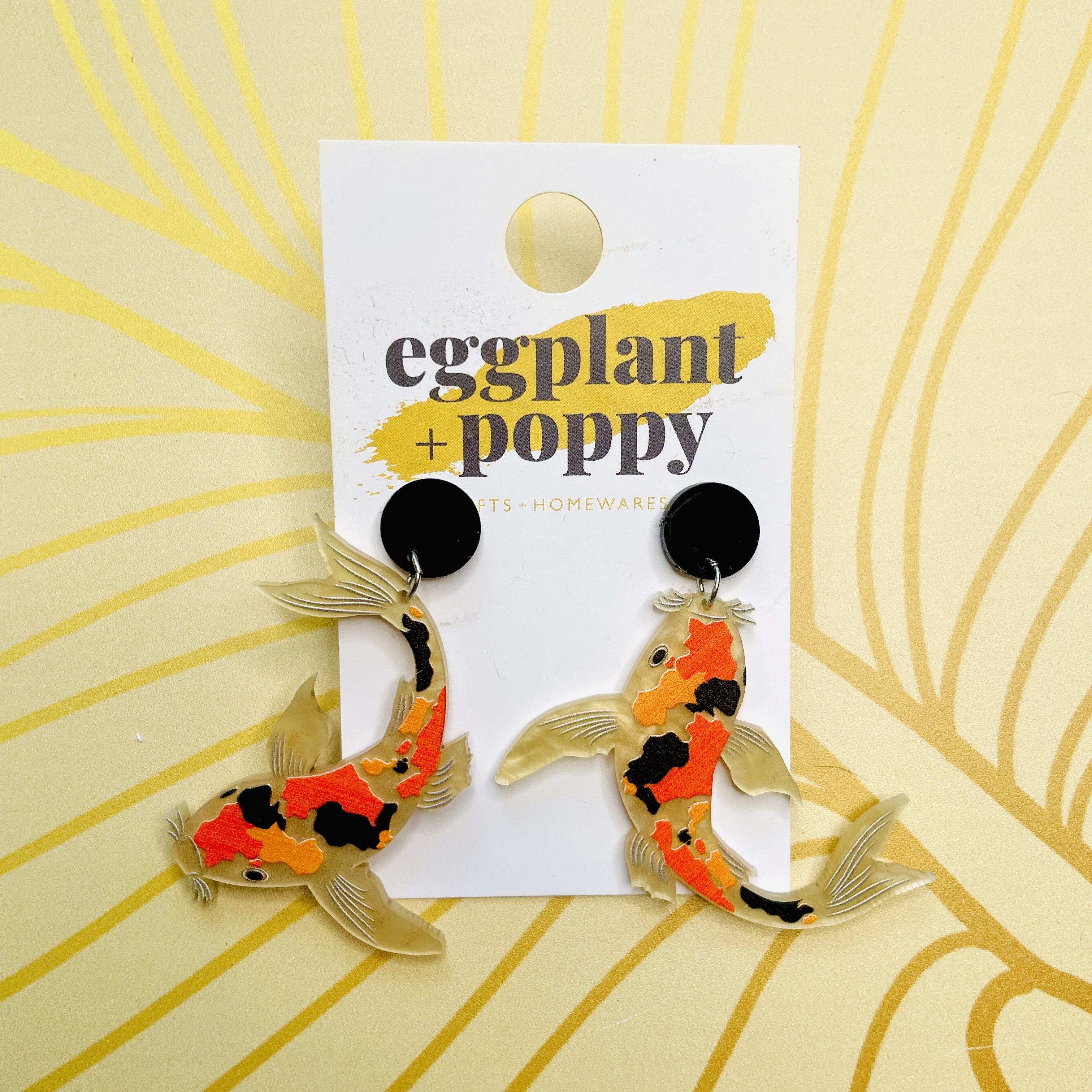 Black & Orange Koi Earrings