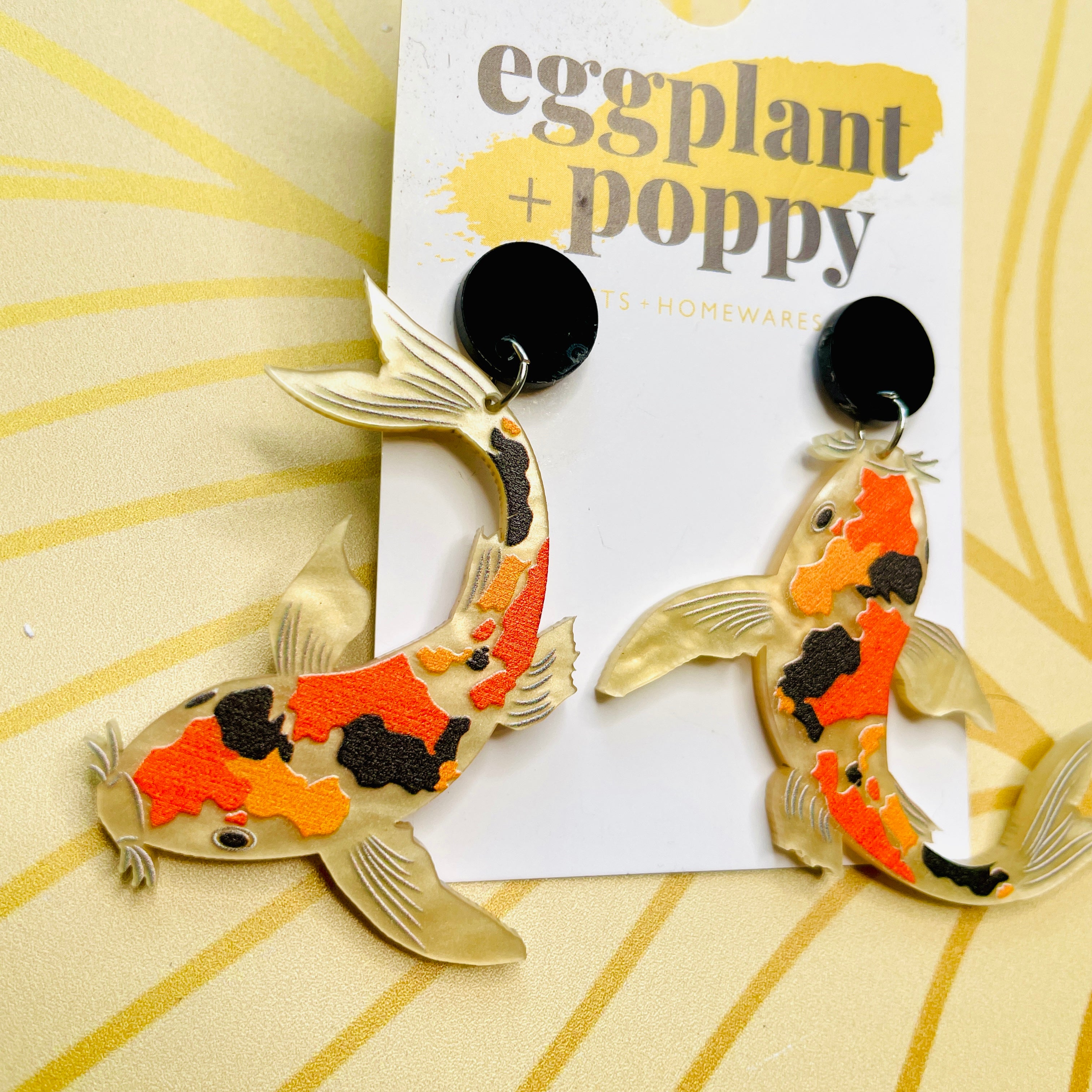 Black & Orange Koi Earrings