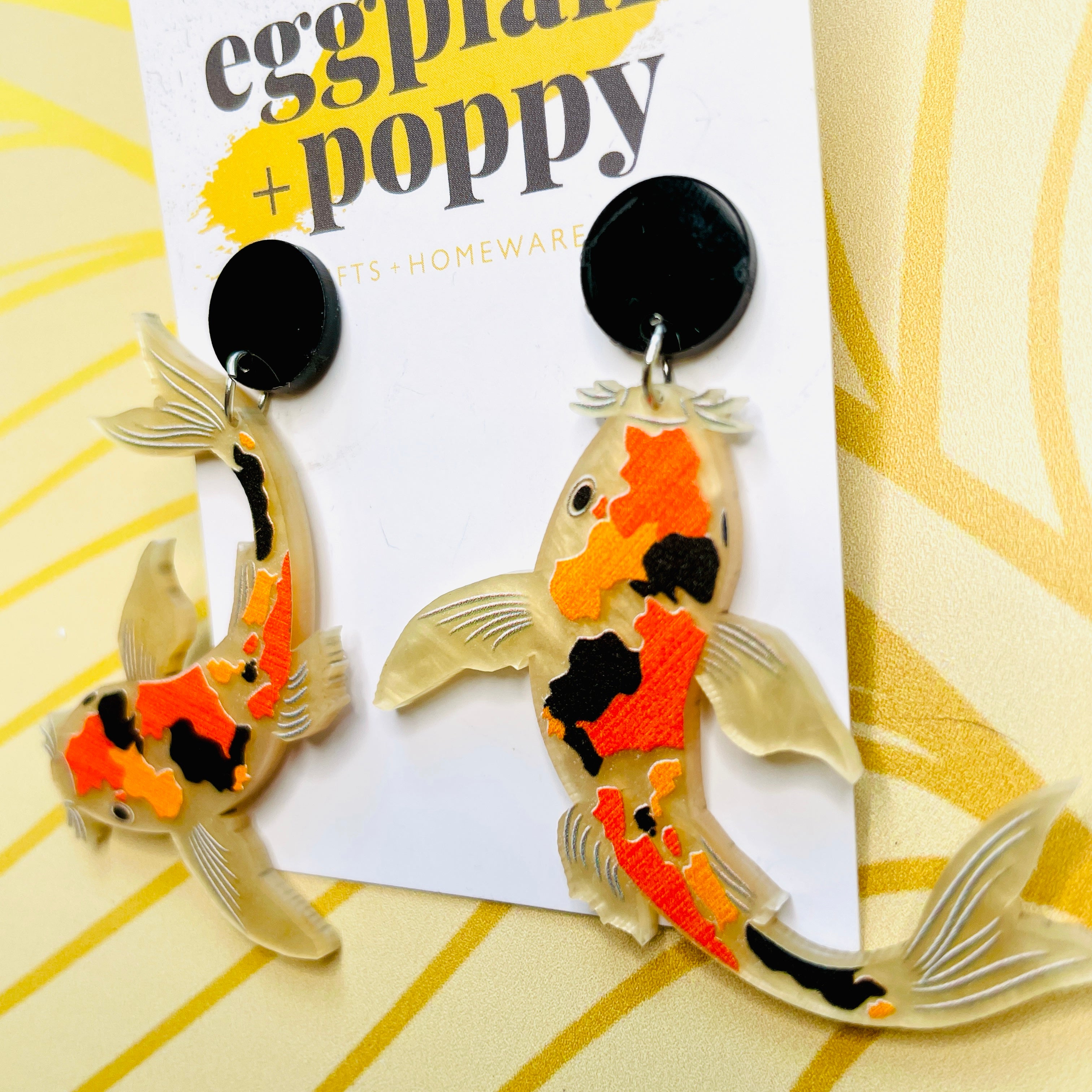 Black & Orange Koi Earrings