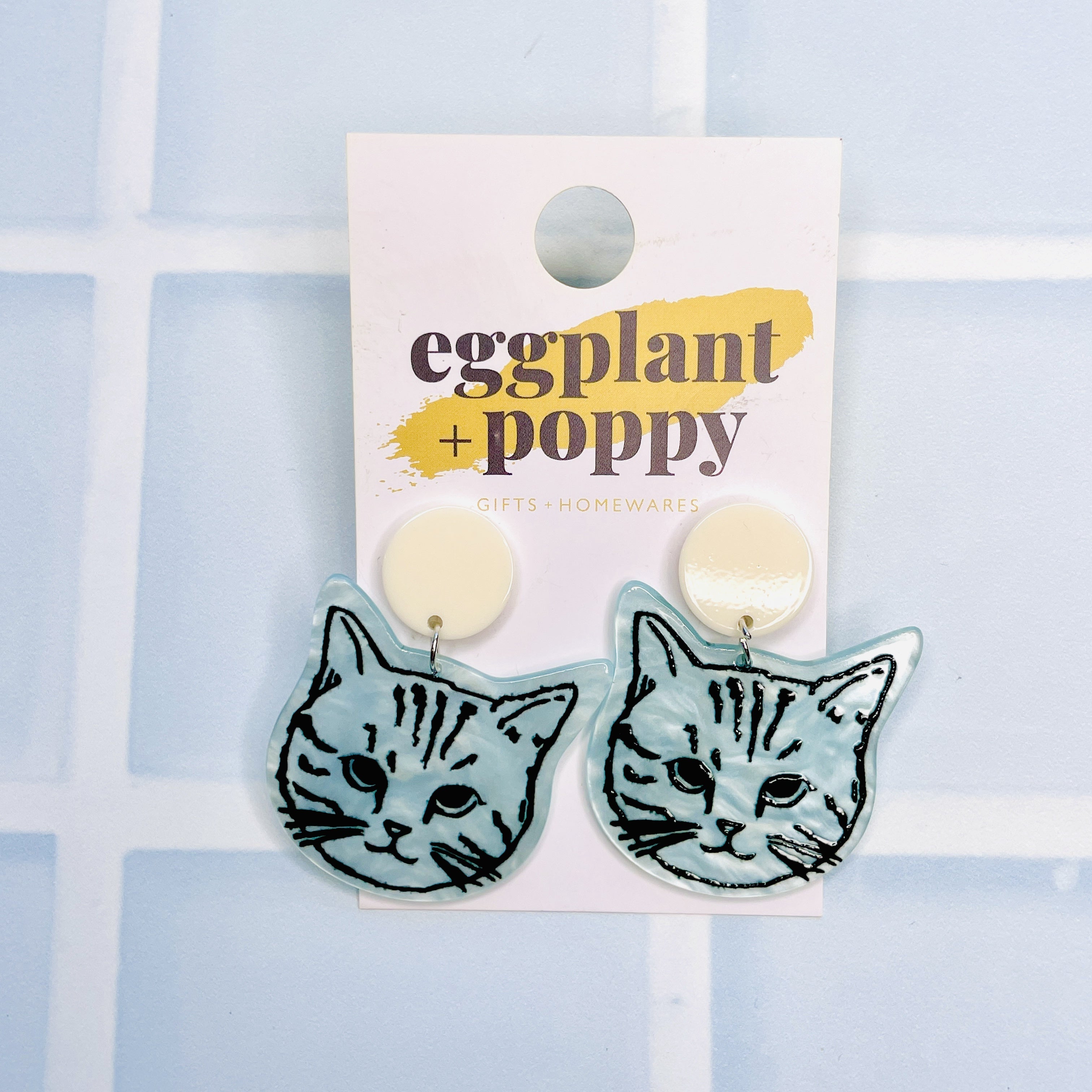 Blue Cat Earrings