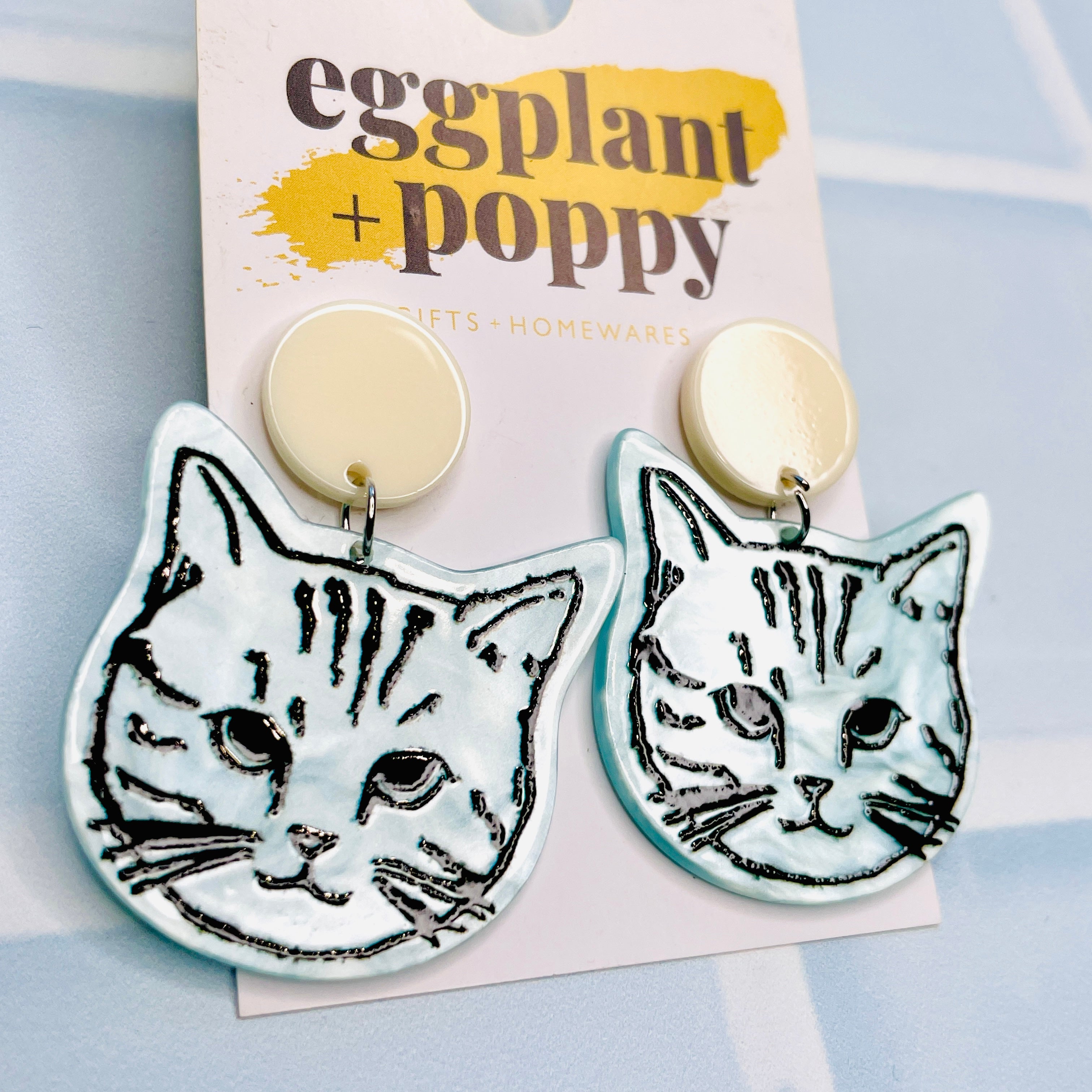 Blue Cat Earrings