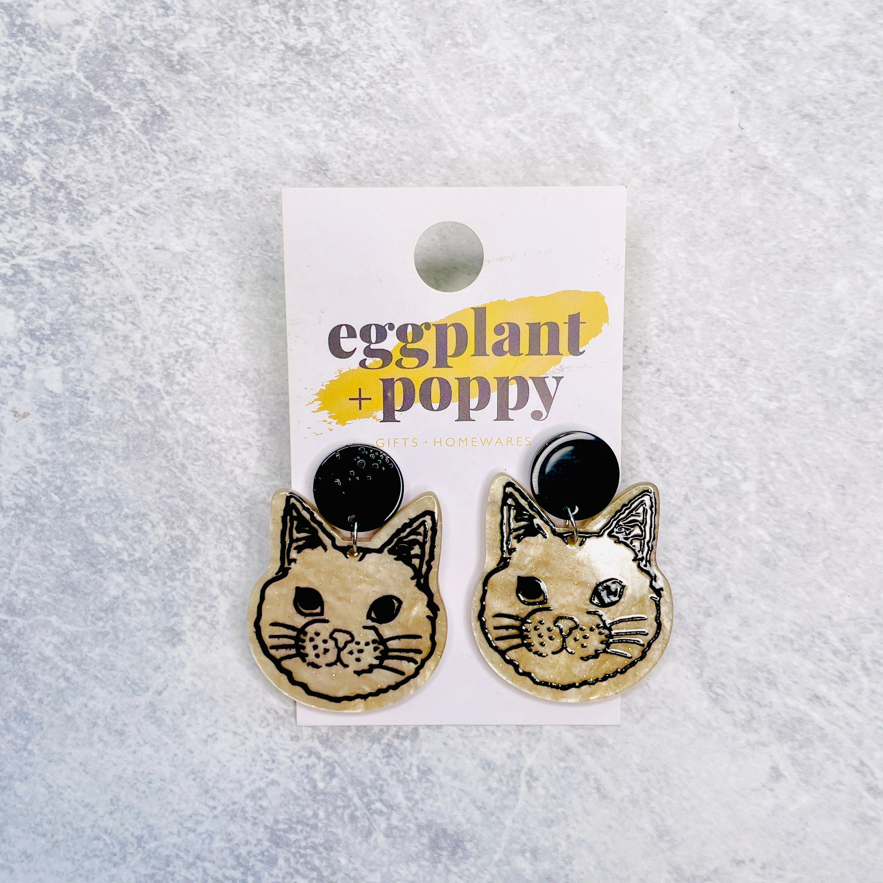 Glitter Cat Face Earrings