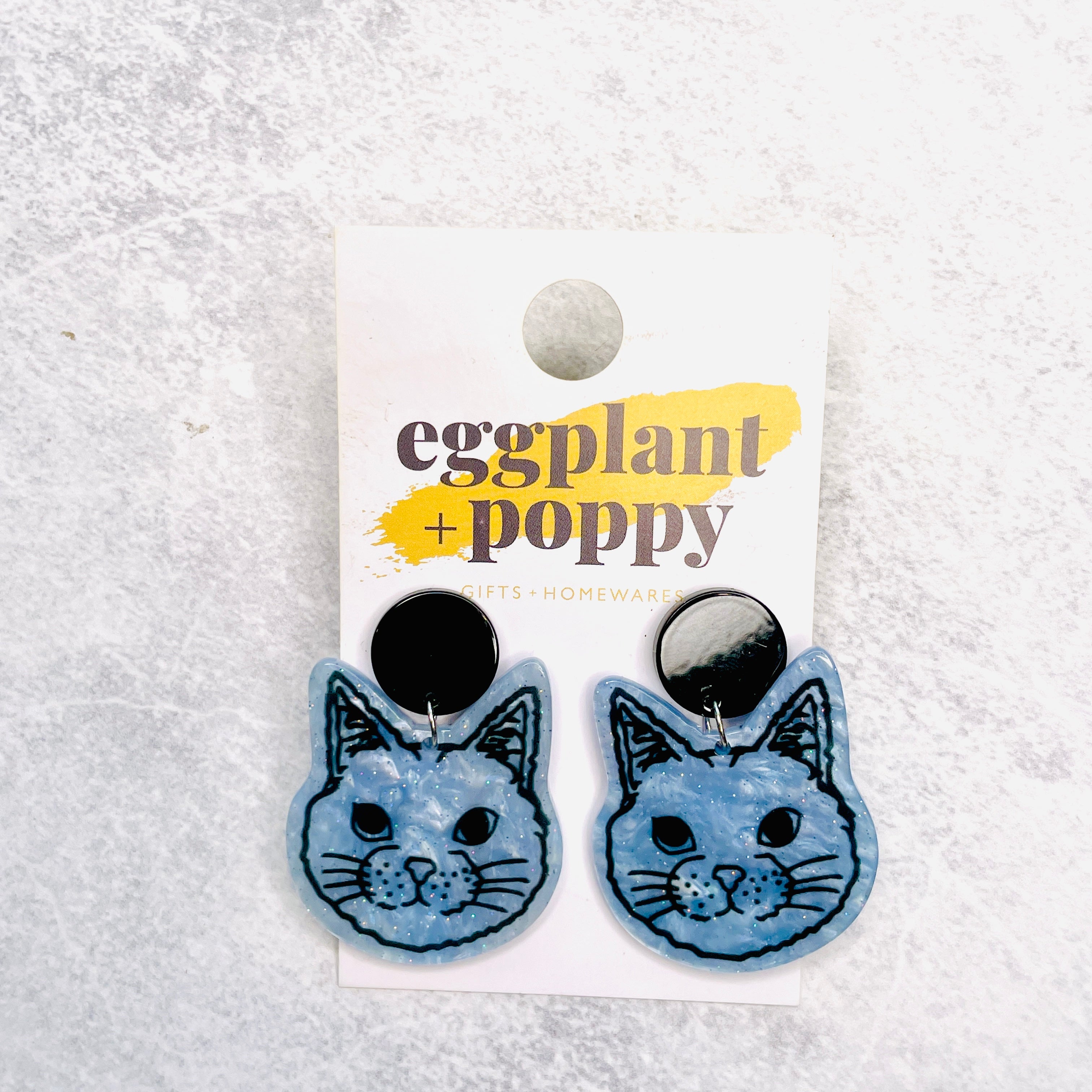 Glitter Cat Face Earrings