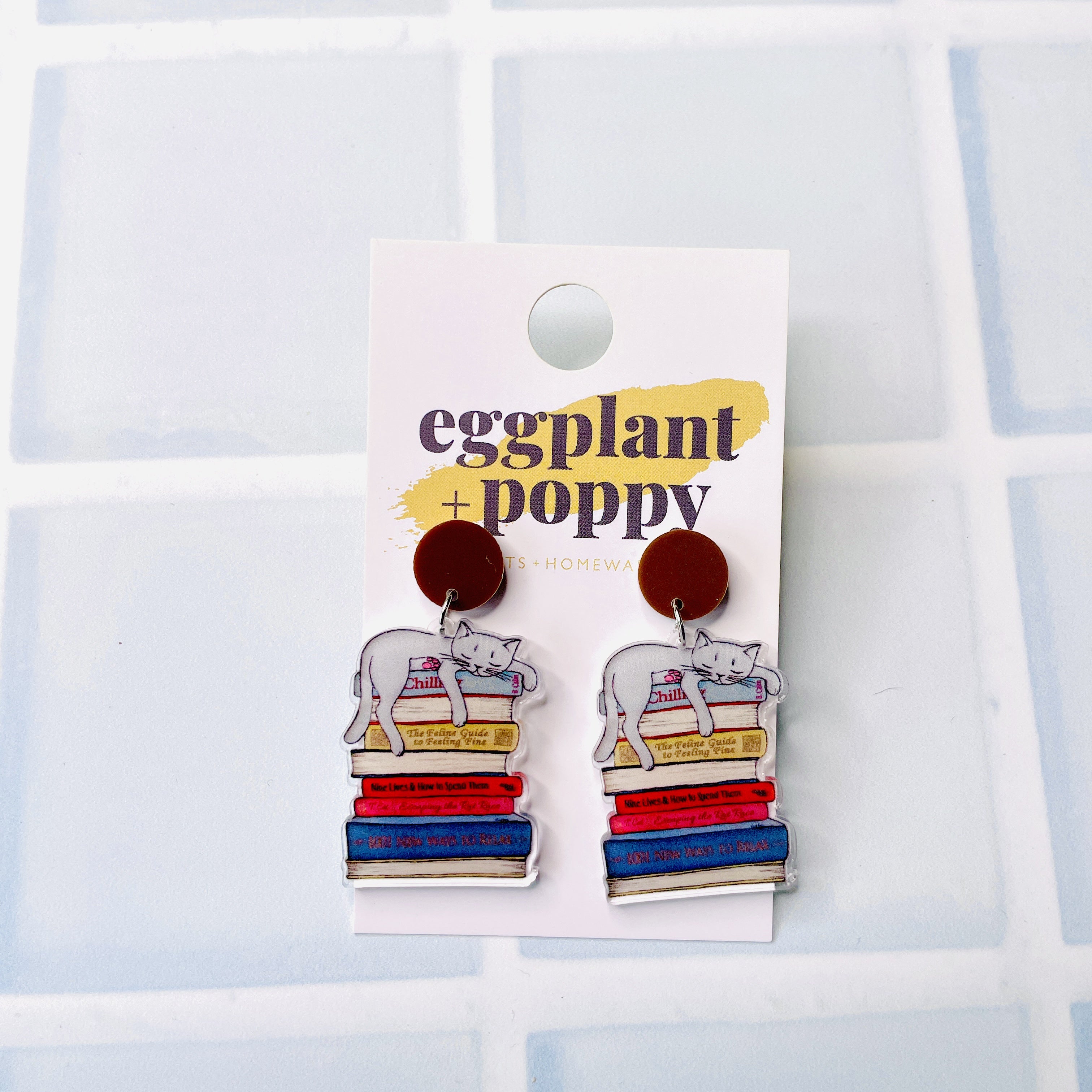 Cats & Books Earrings