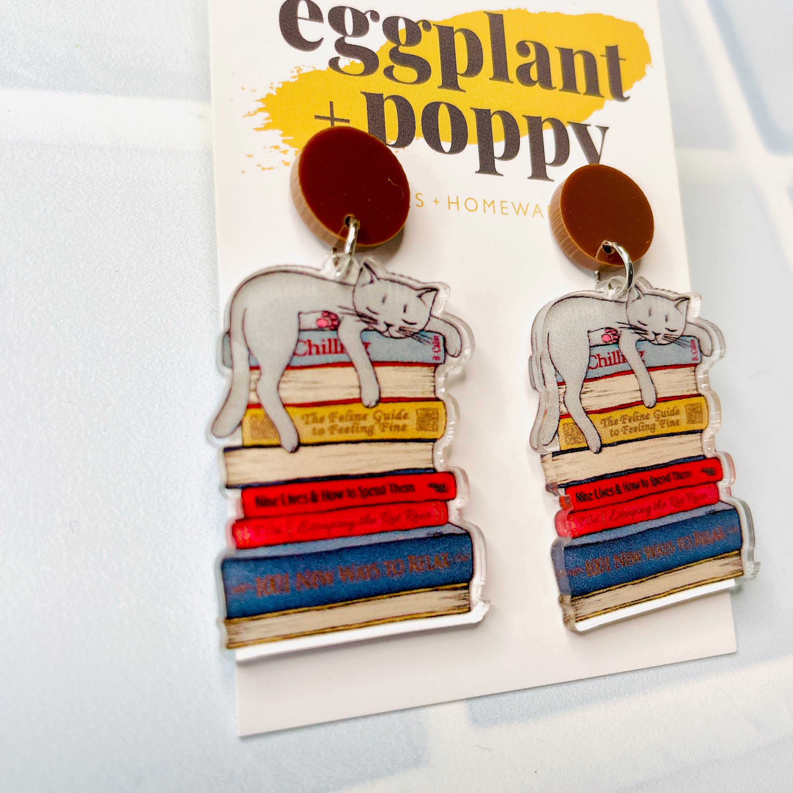 Cats & Books Earrings