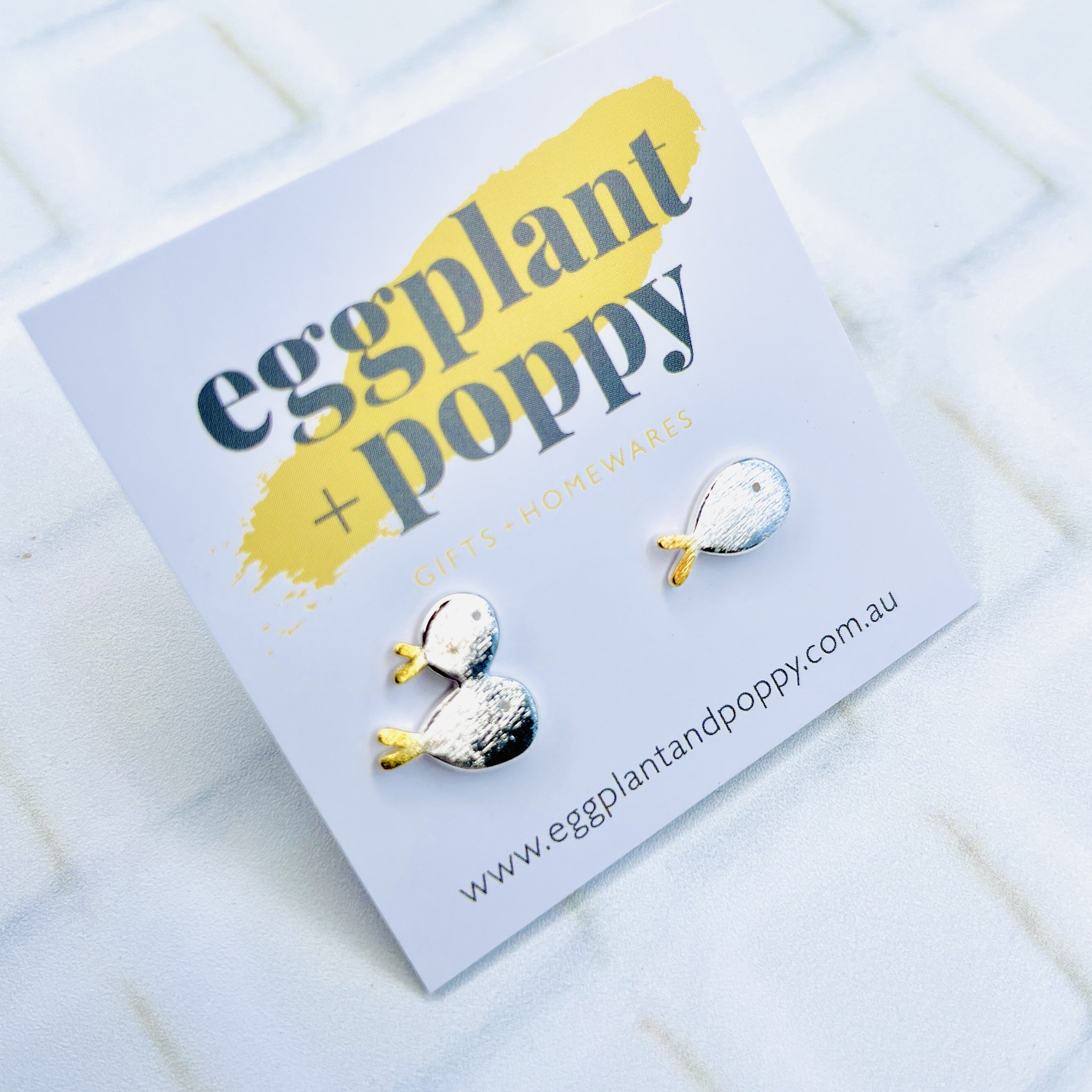 Silver Fish Stud Earrings