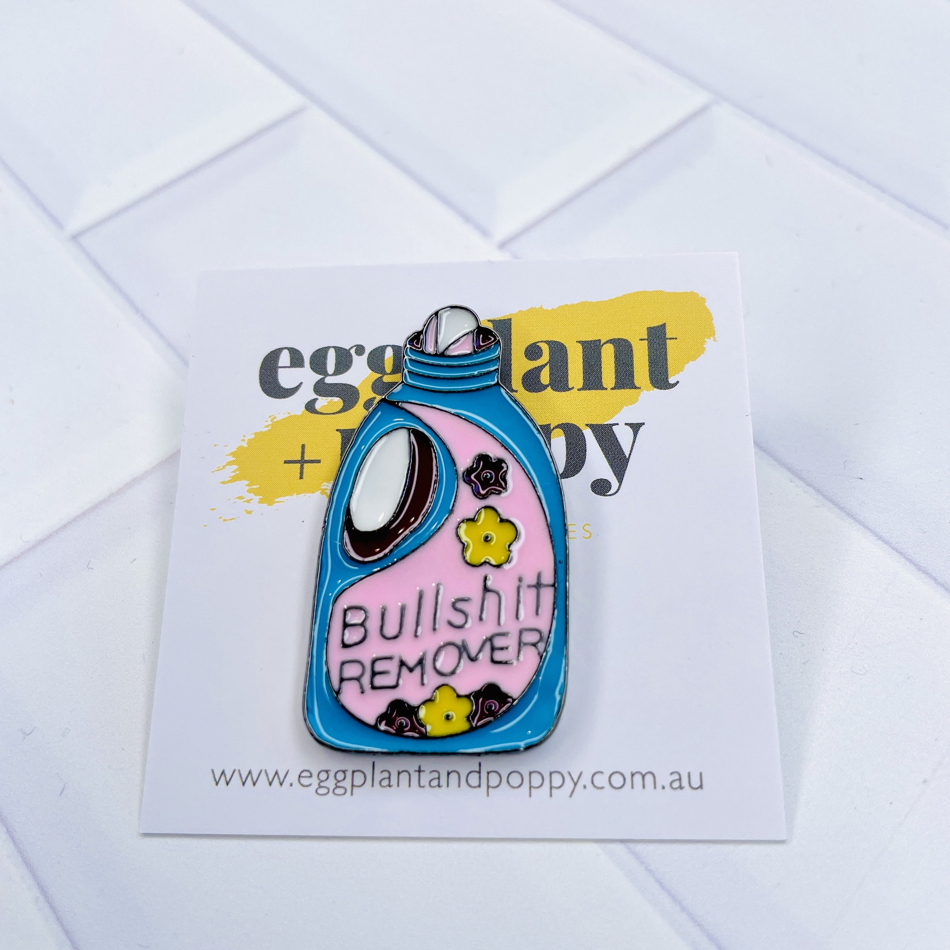 Enamel Pin Bullshit Remover Eggplant & Poppy Unique + Quirky Gifts