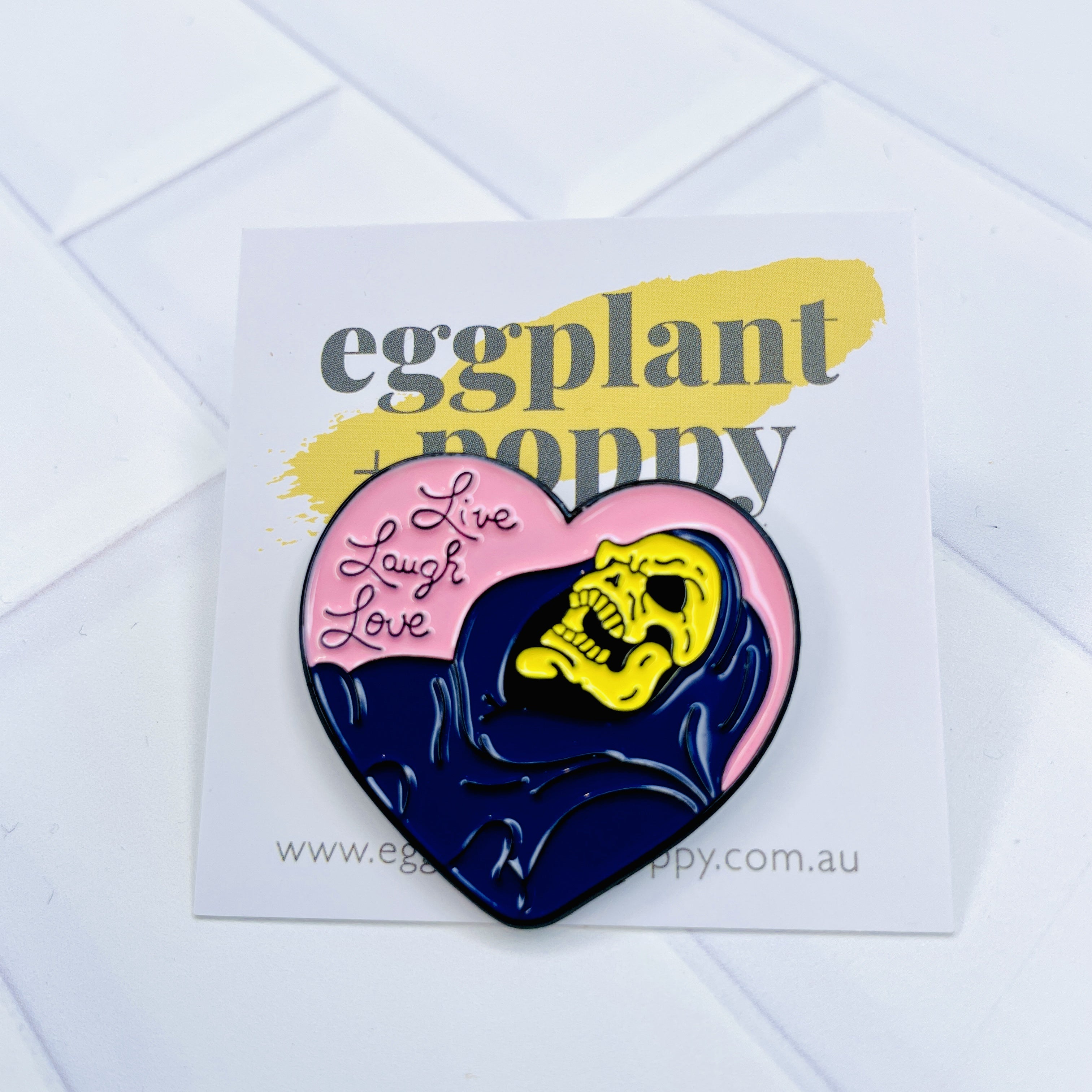 Enamel Pin - Live Laugh Love Skeletor