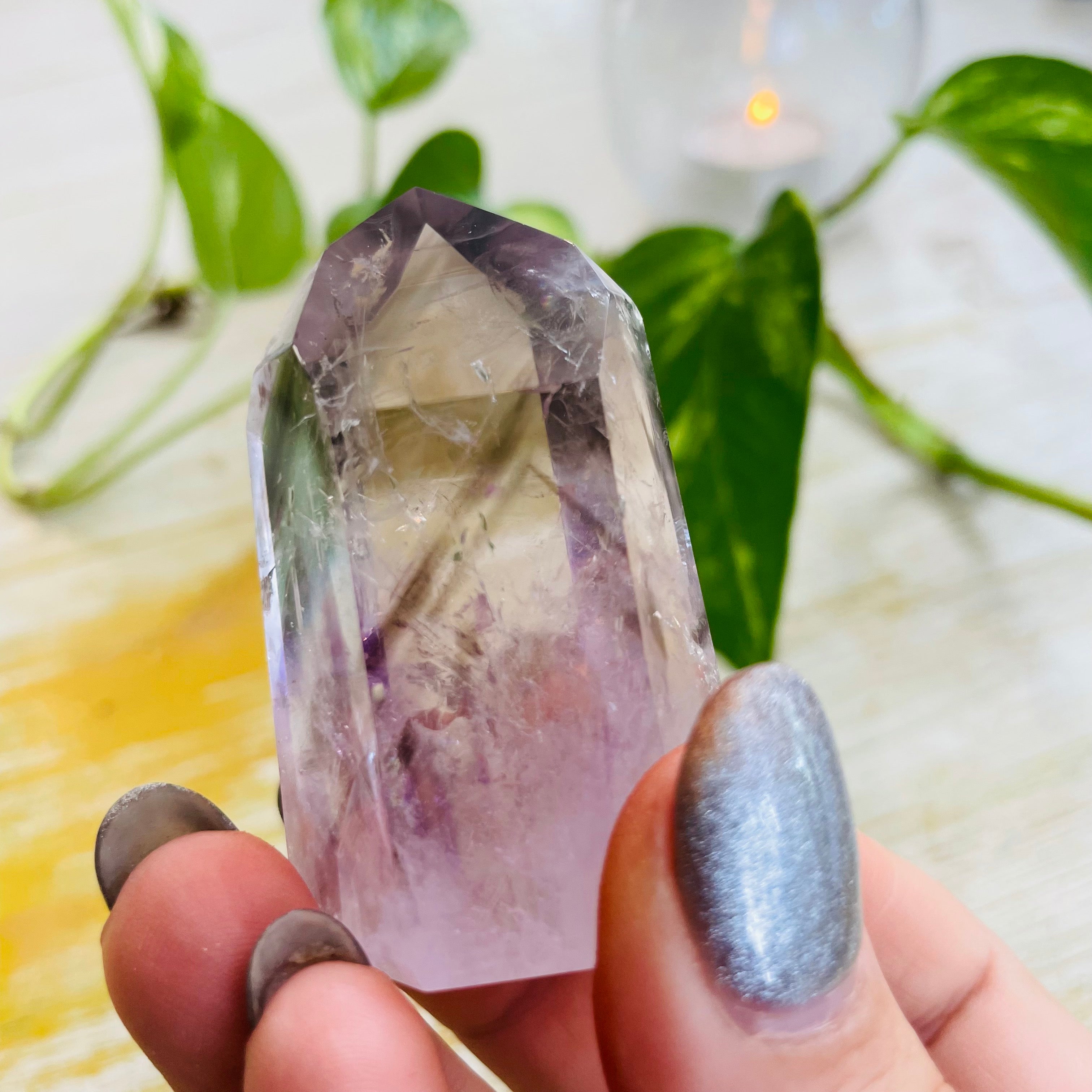 Polished Amethyst With Phantom Inclusions