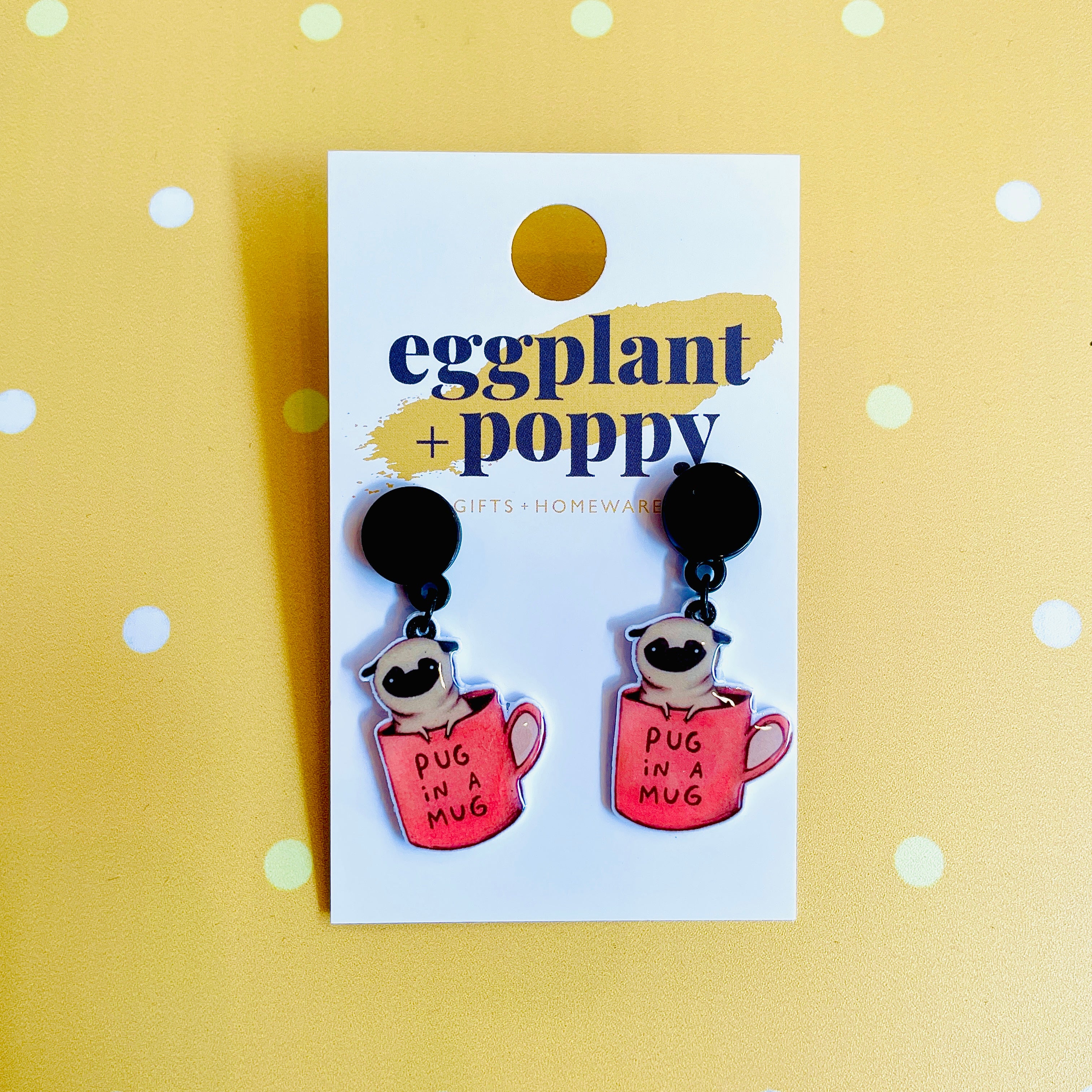 Pug In A Mug Earrings