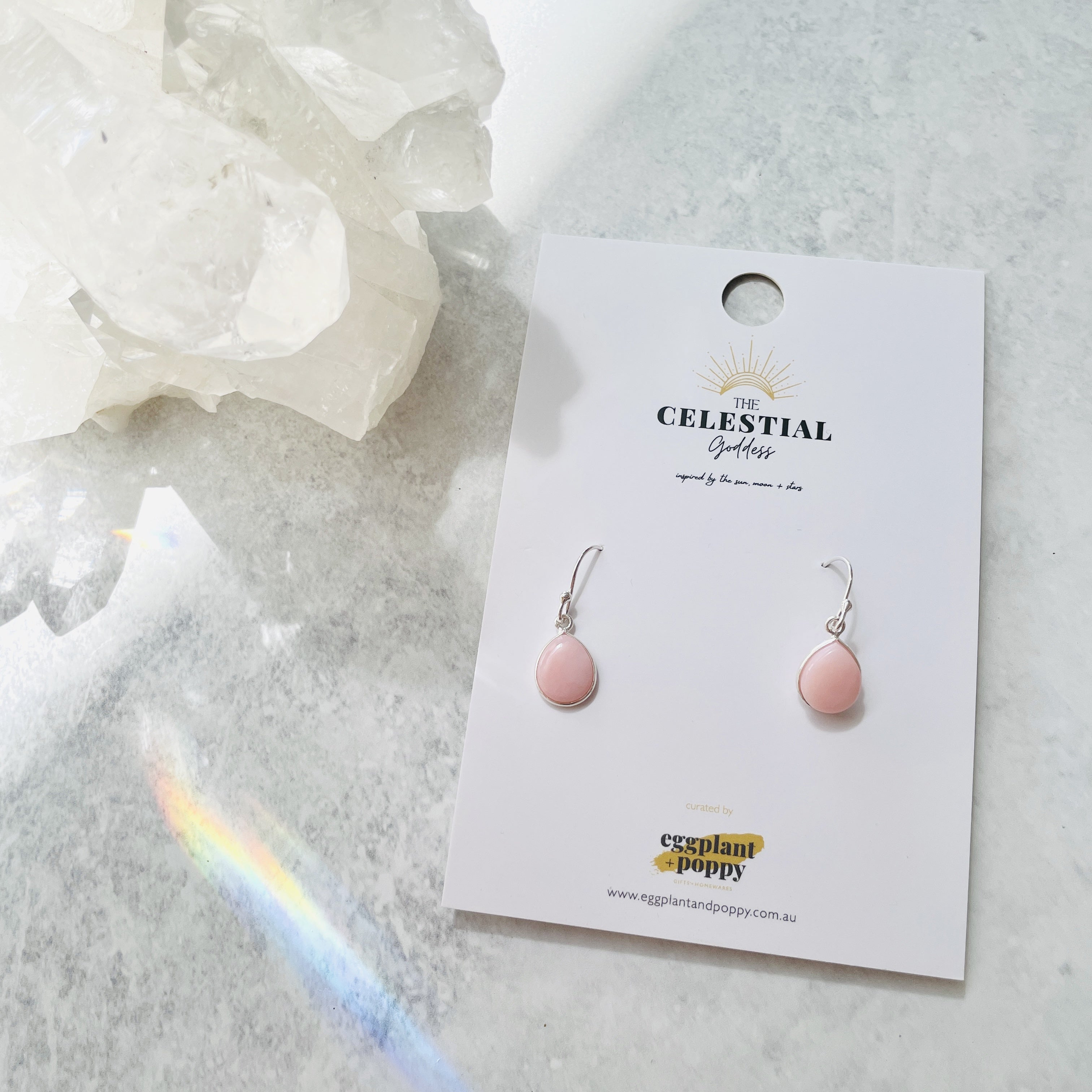Pink Opal Drop Earrings
