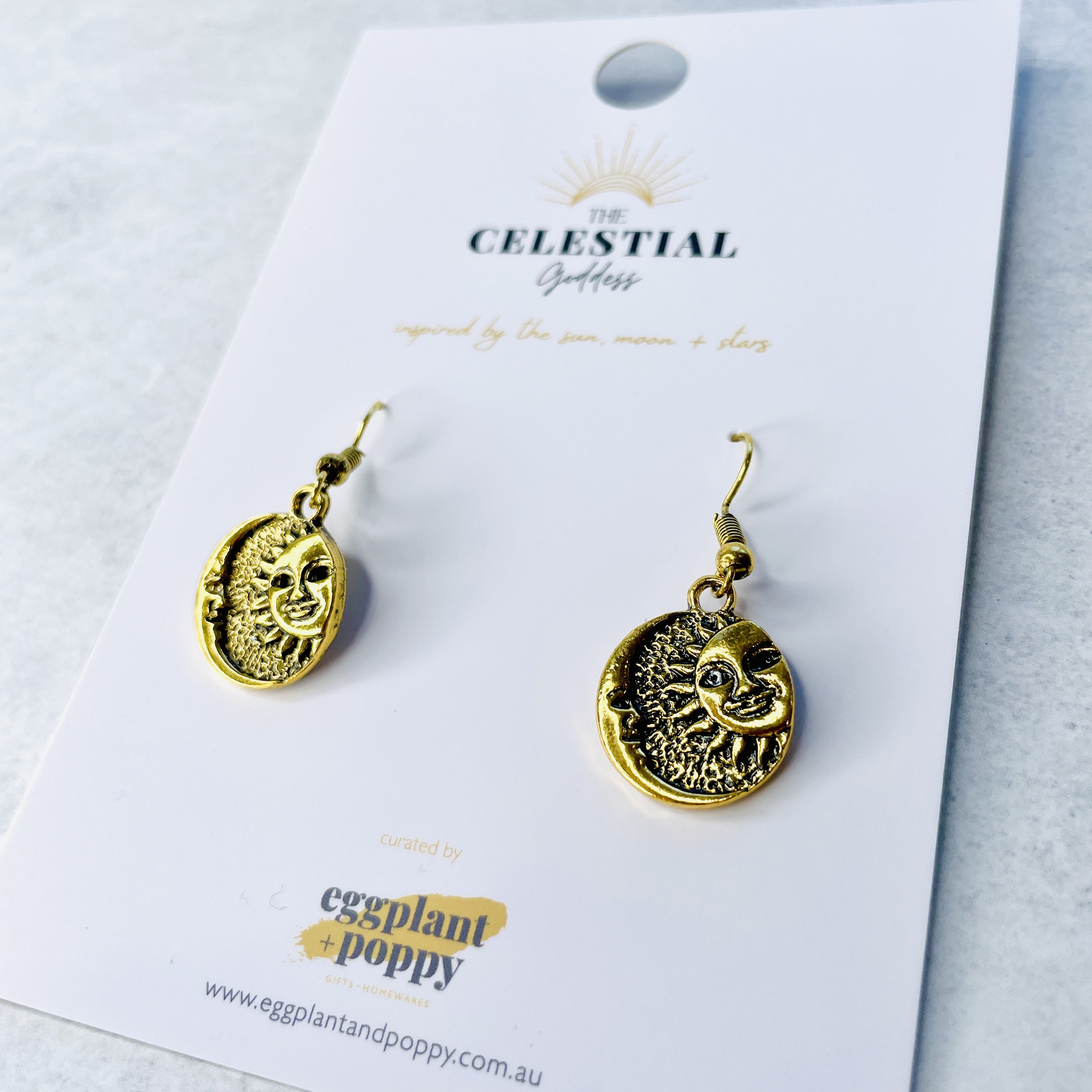 Gold Sun & Moon Earrings