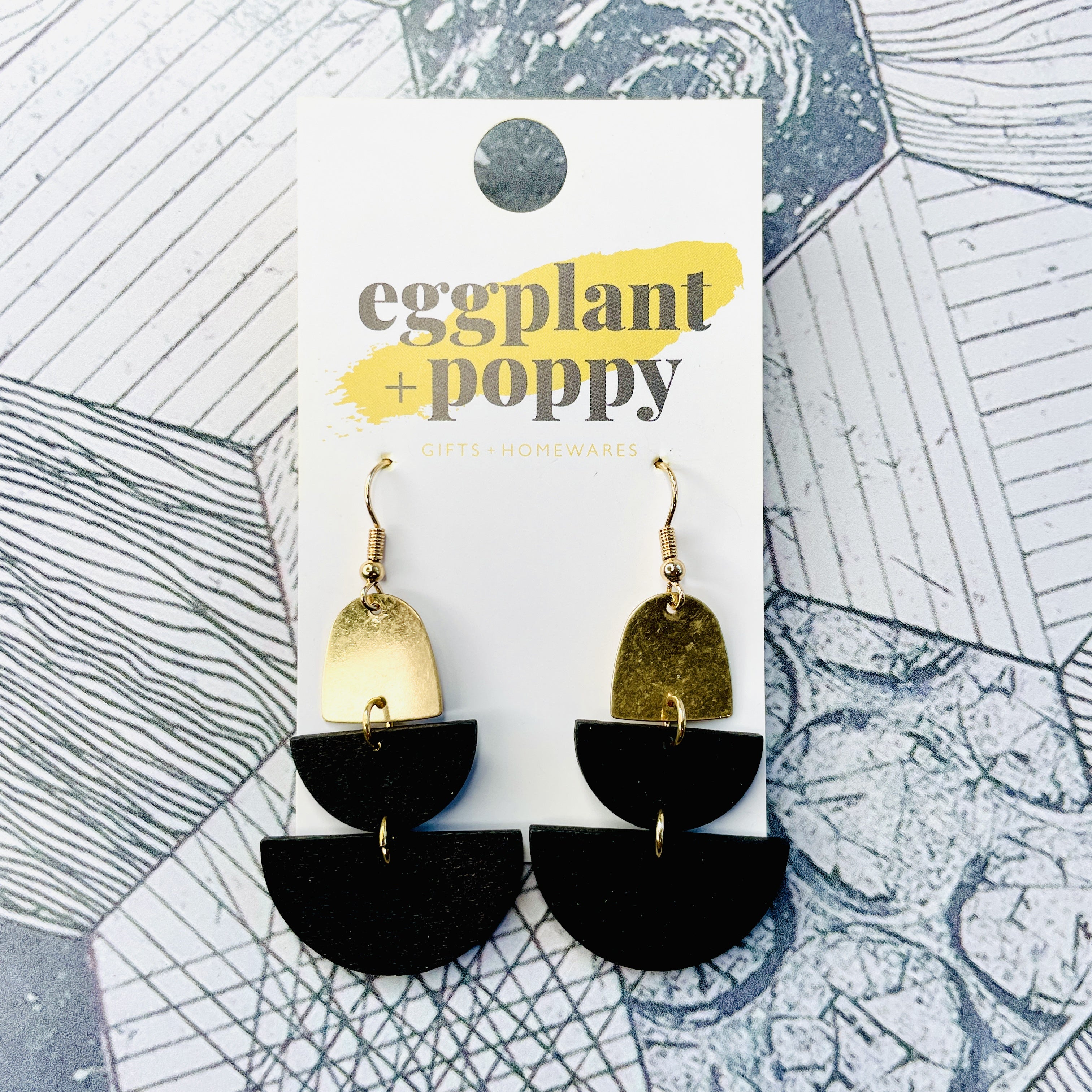 Black & Gold Segment Earrings