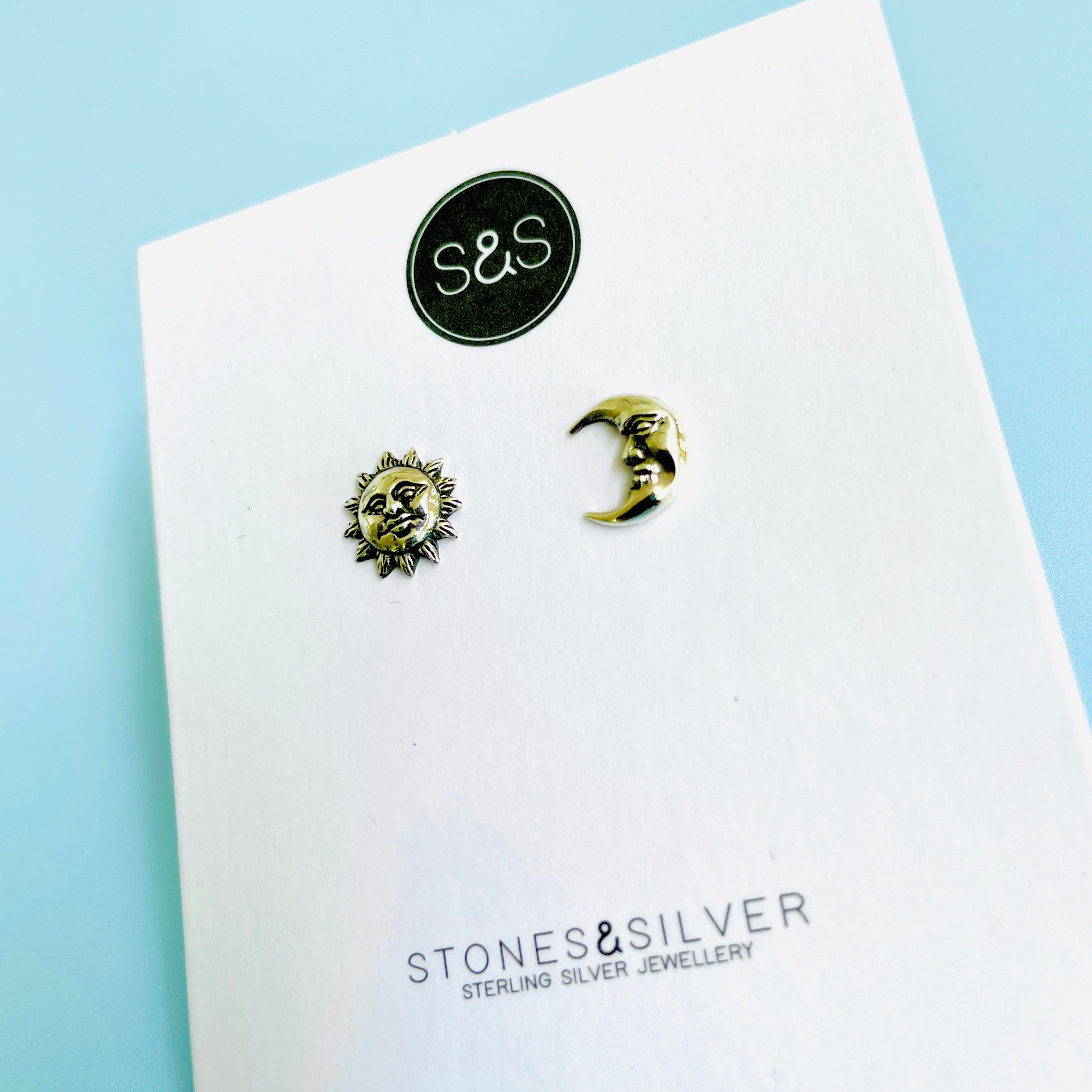 Sun & Moon Silver Studs