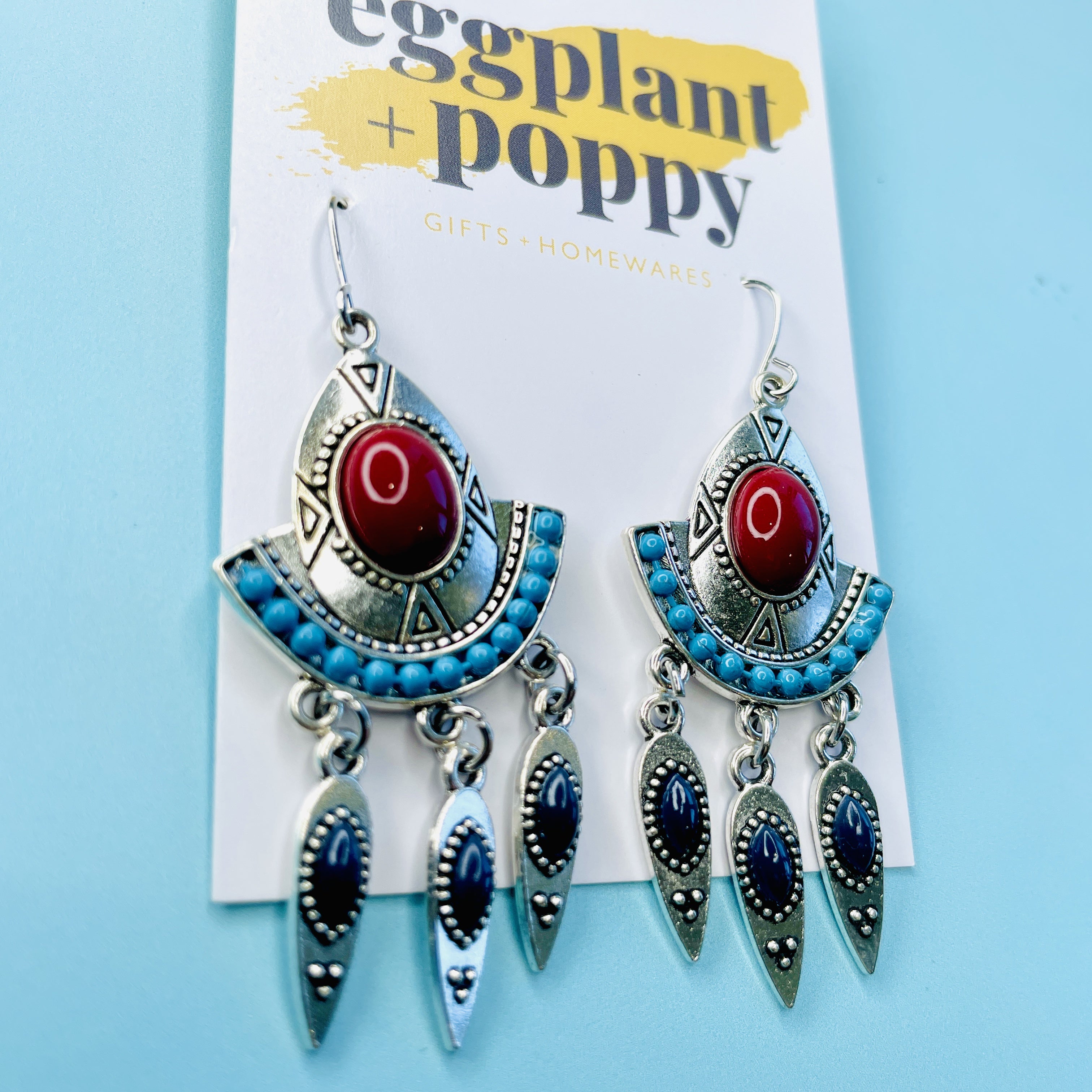 Silver Tribal Boho Earrings