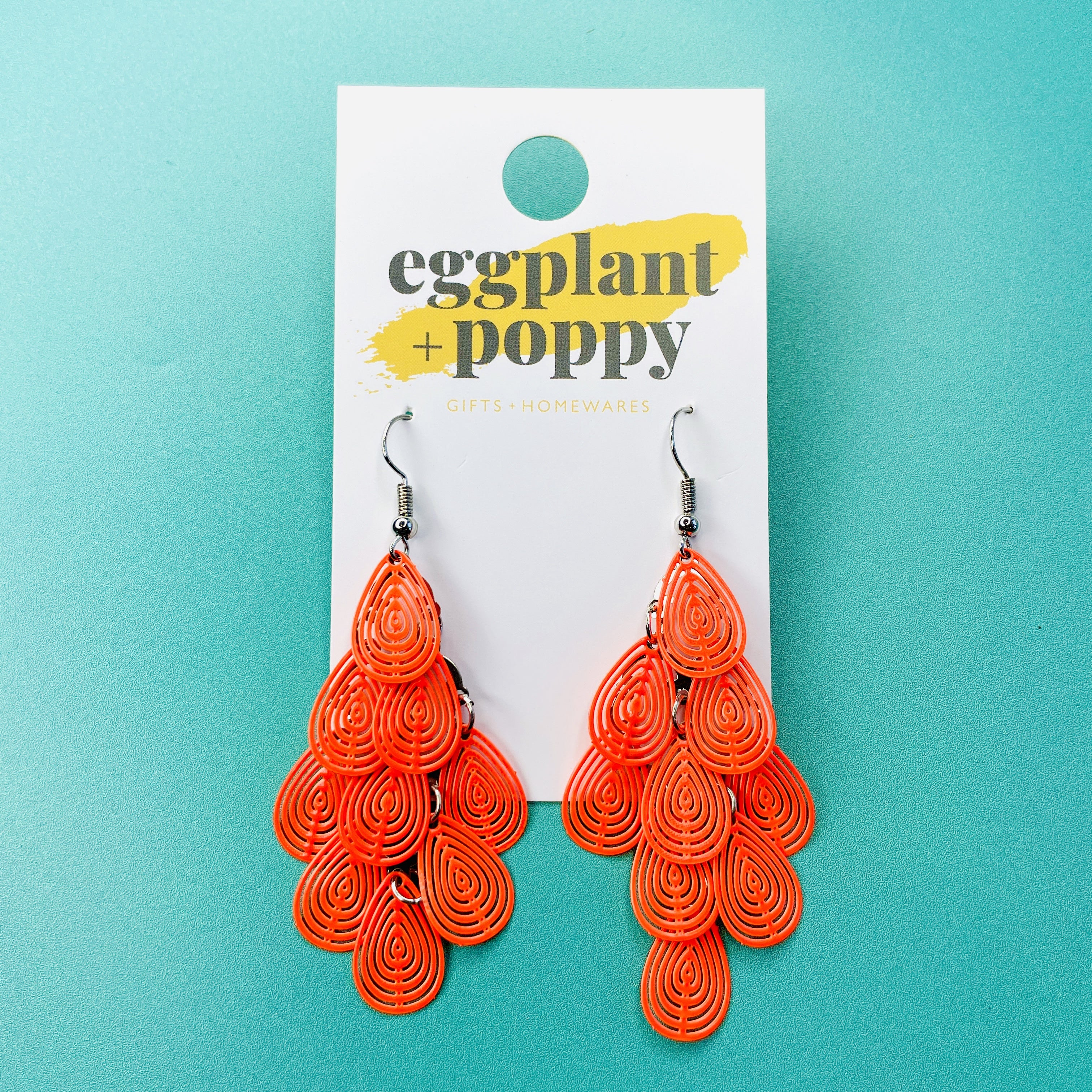 Orange Tear Drop Earrings