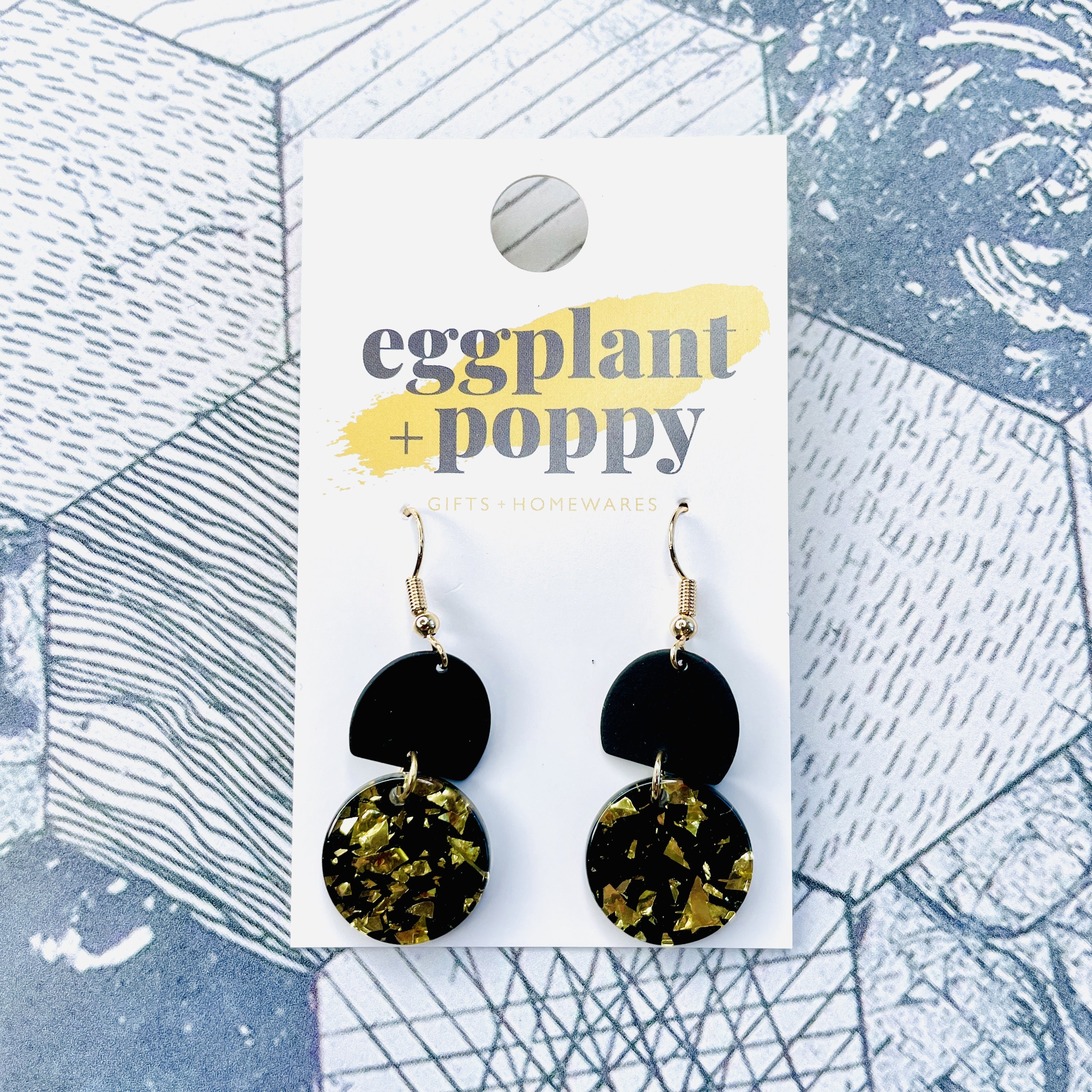 Gold & Black Acrylic Earrings