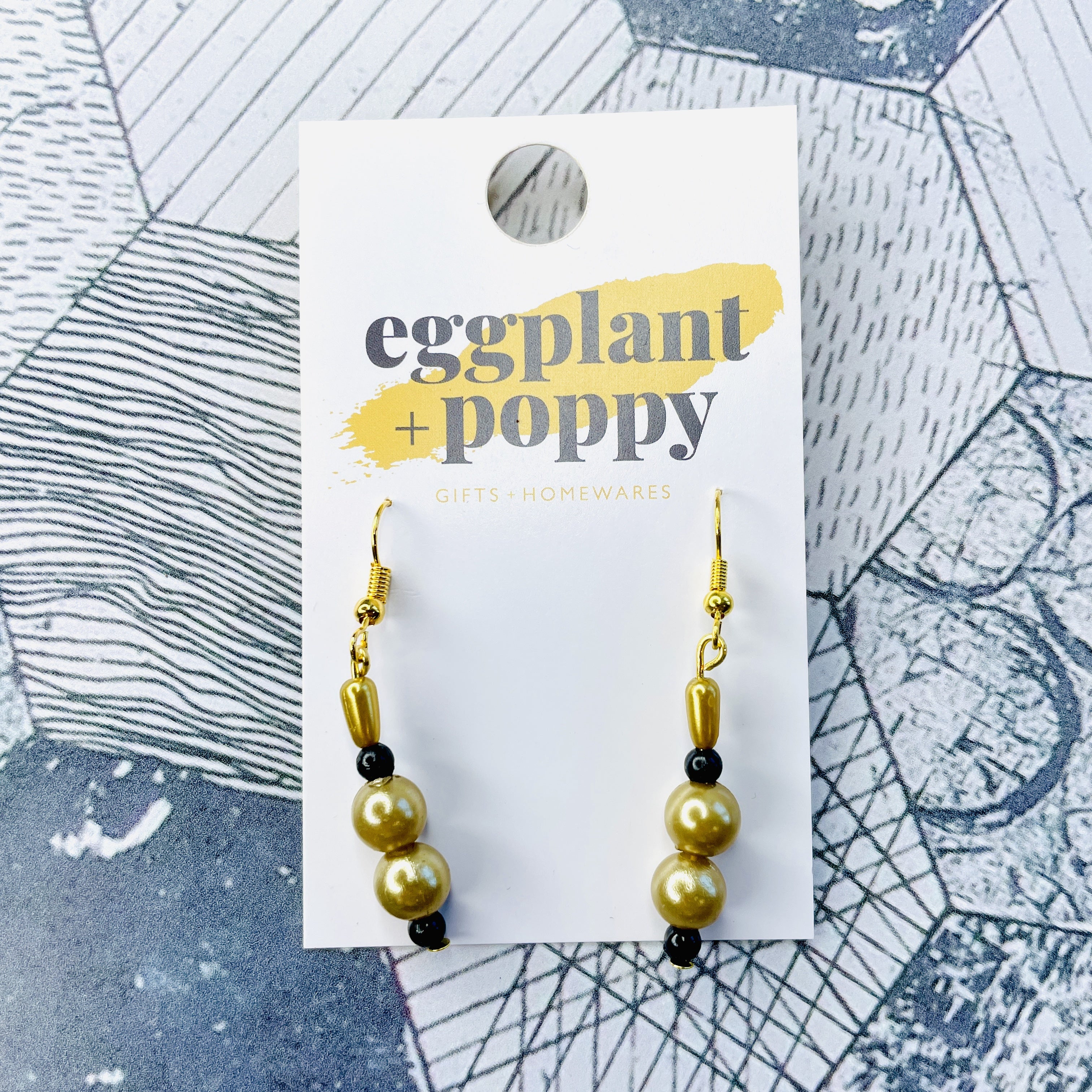 Gold Bead Drop Earrings