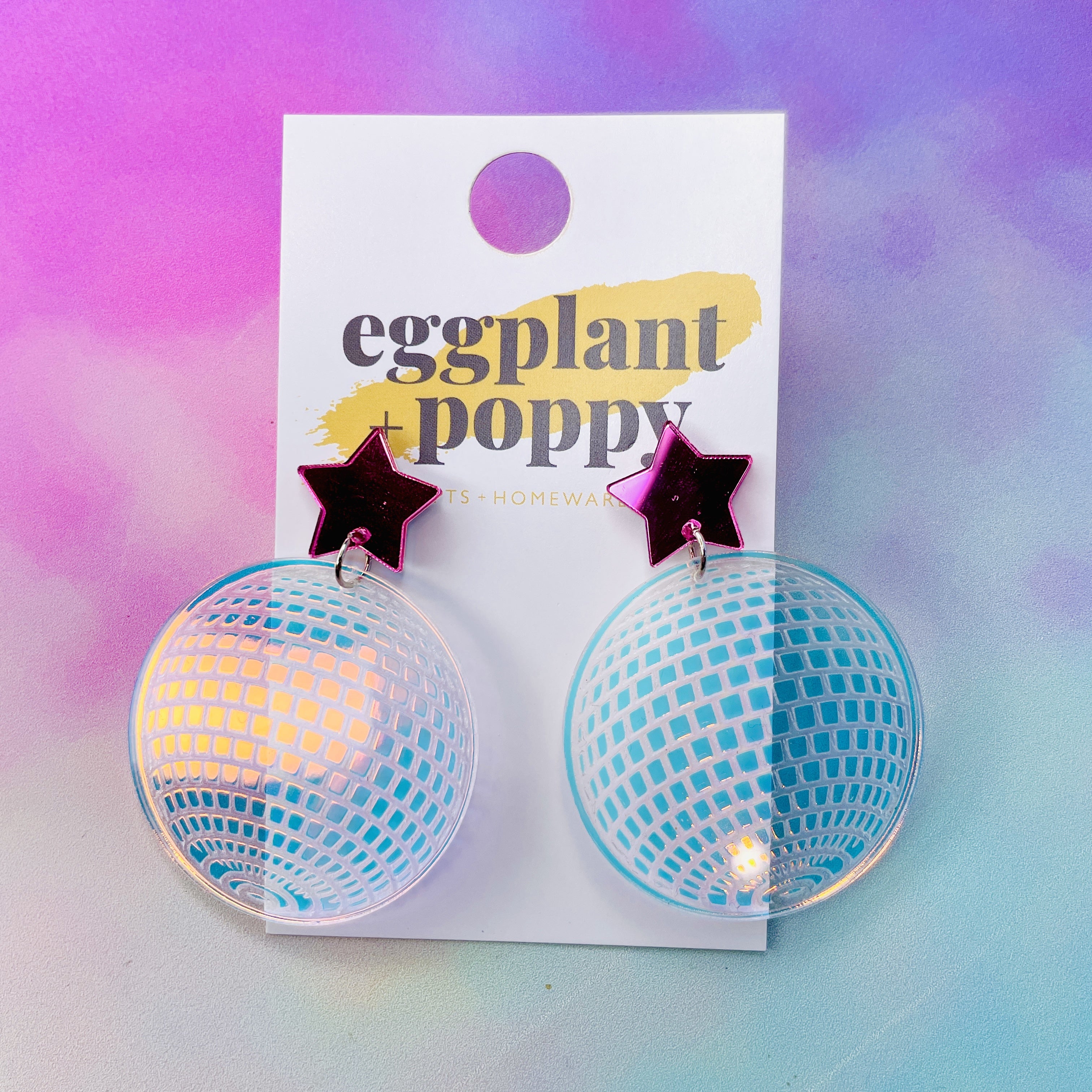 Holographic  Disco Ball Earrings