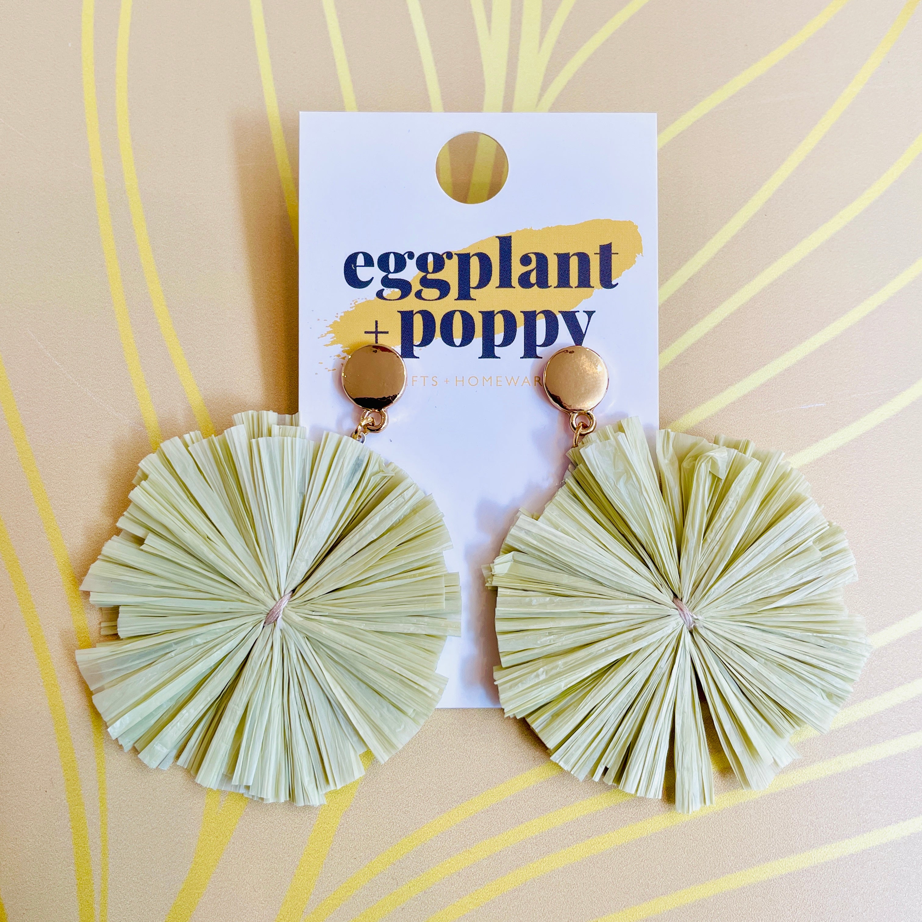 Coloured Straw Disc Earrings