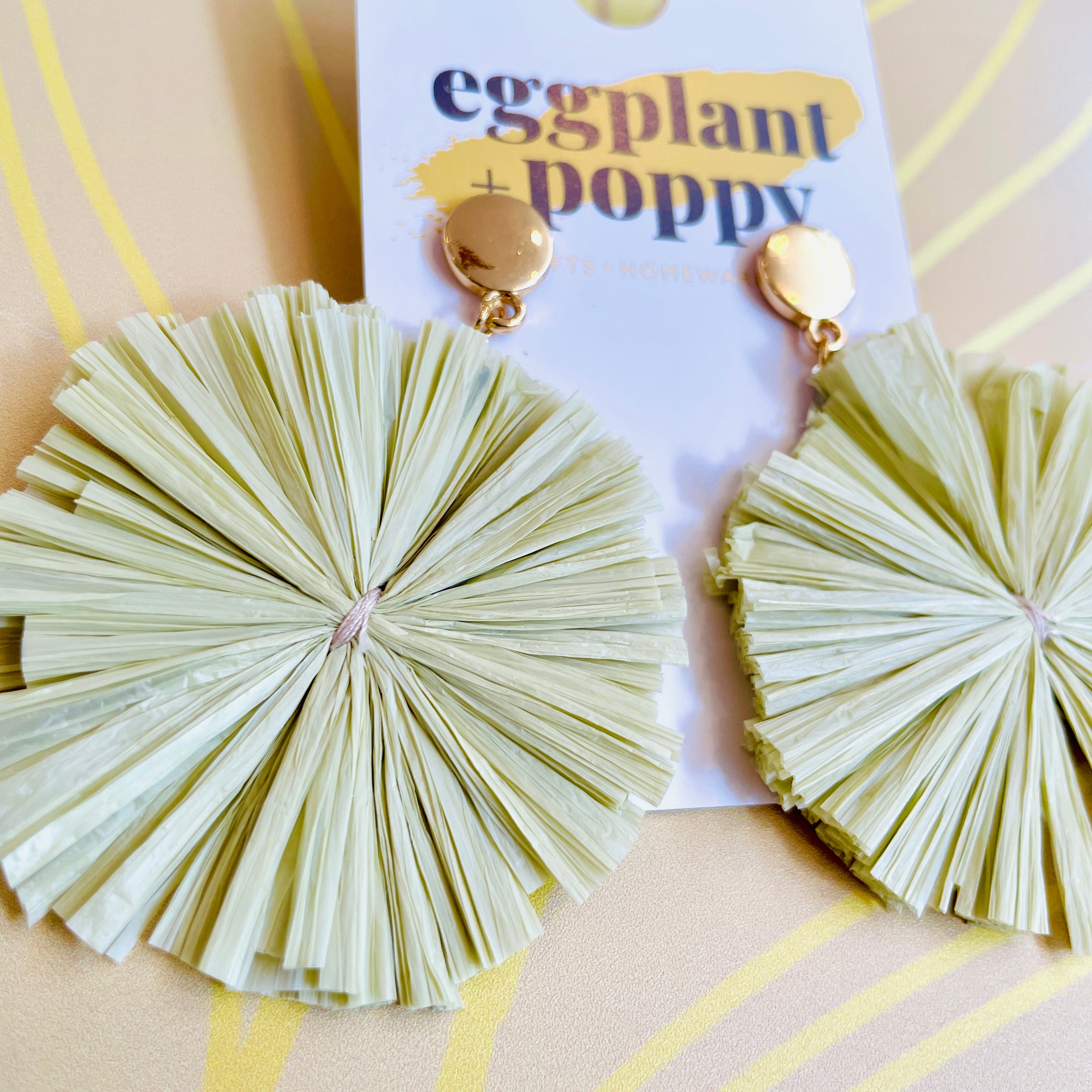Coloured Straw Disc Earrings