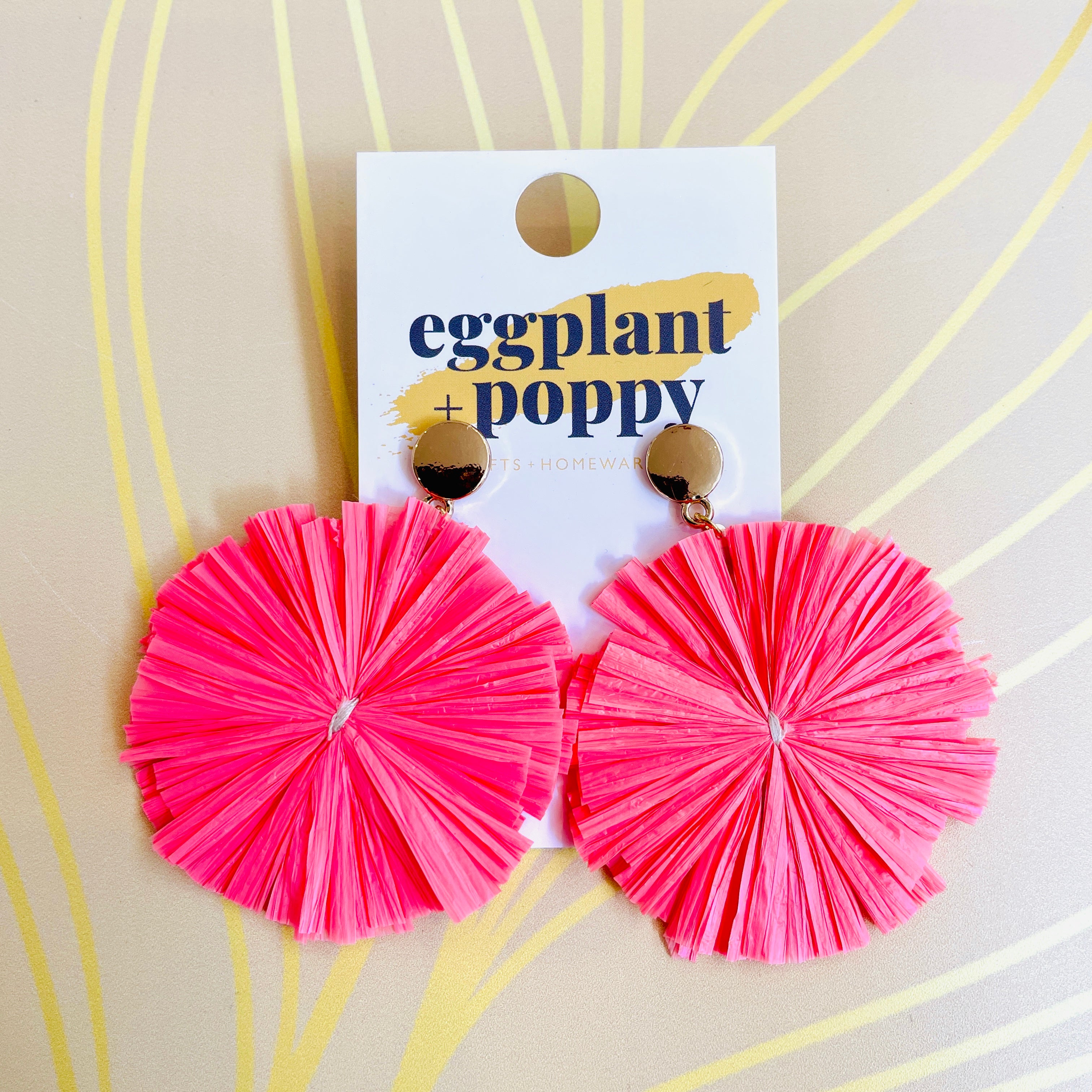 Coloured Straw Disc Earrings