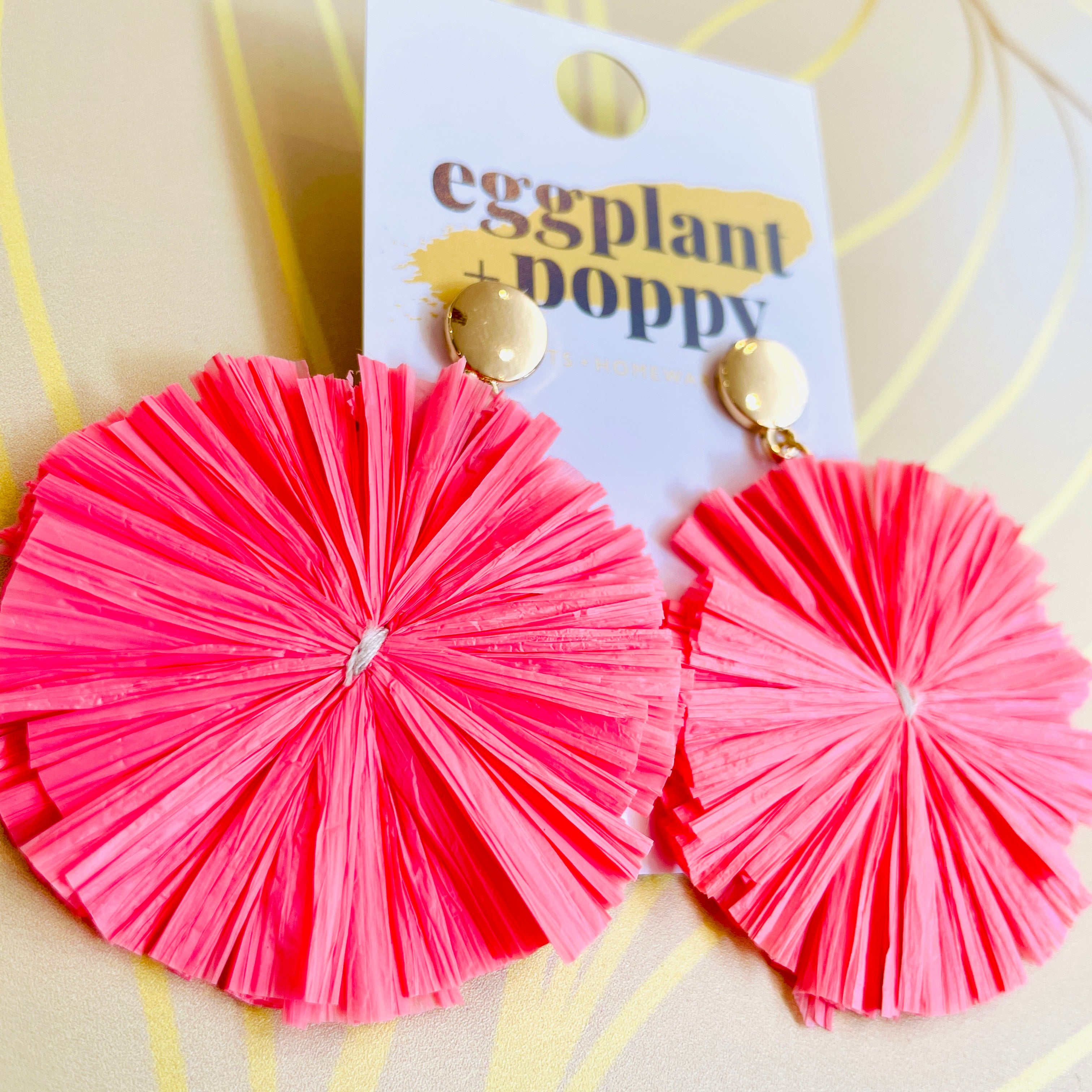 Coloured Straw Disc Earrings