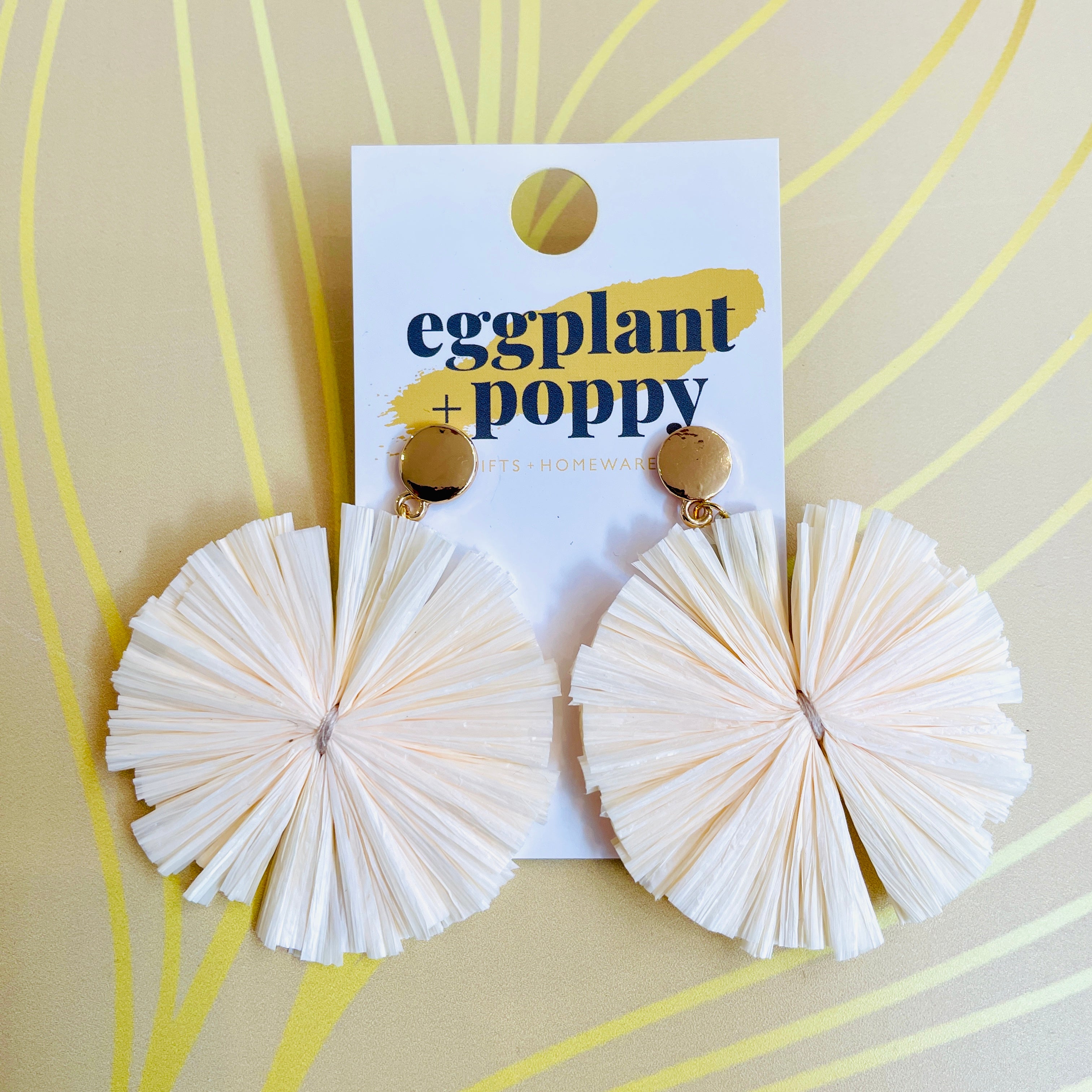 Coloured Straw Disc Earrings