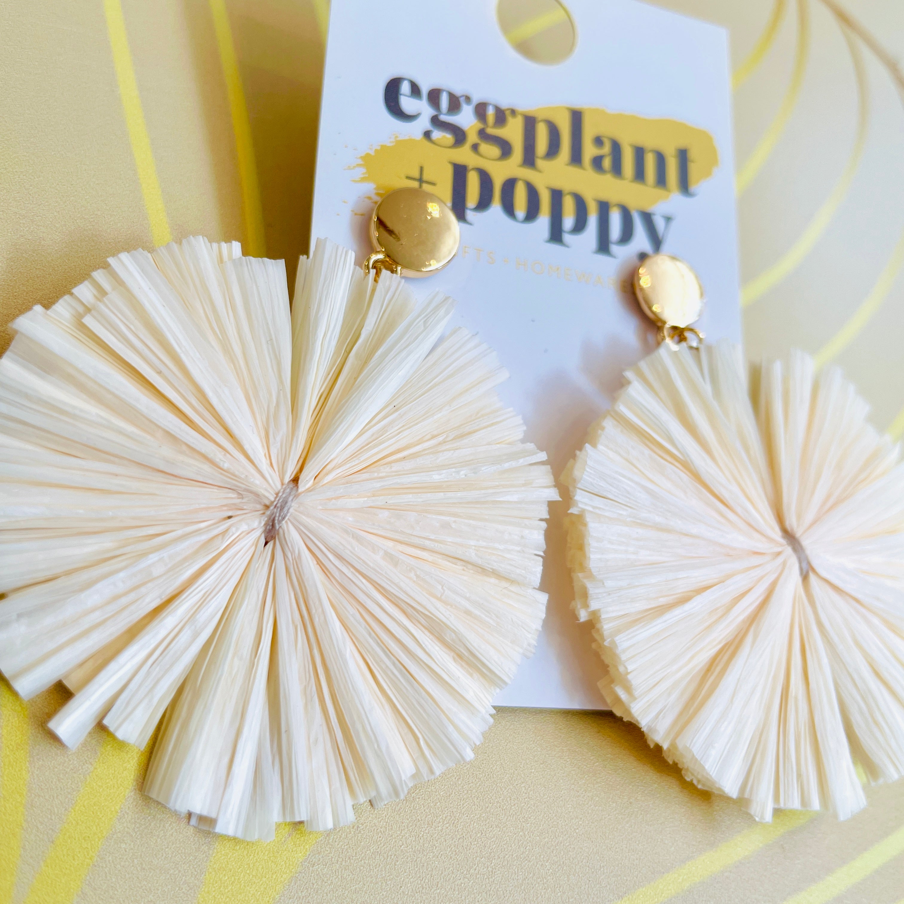 Coloured Straw Disc Earrings