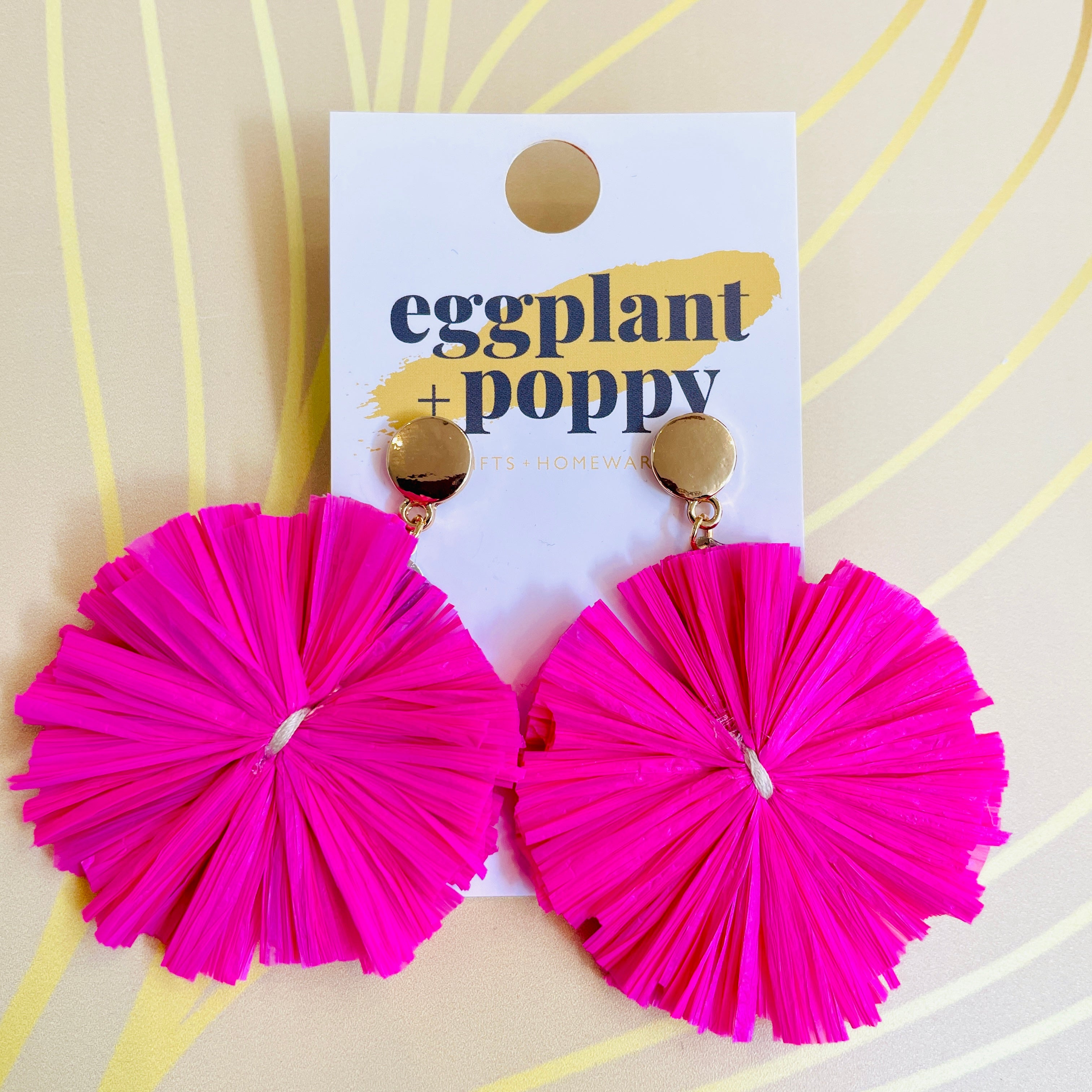 Coloured Straw Disc Earrings