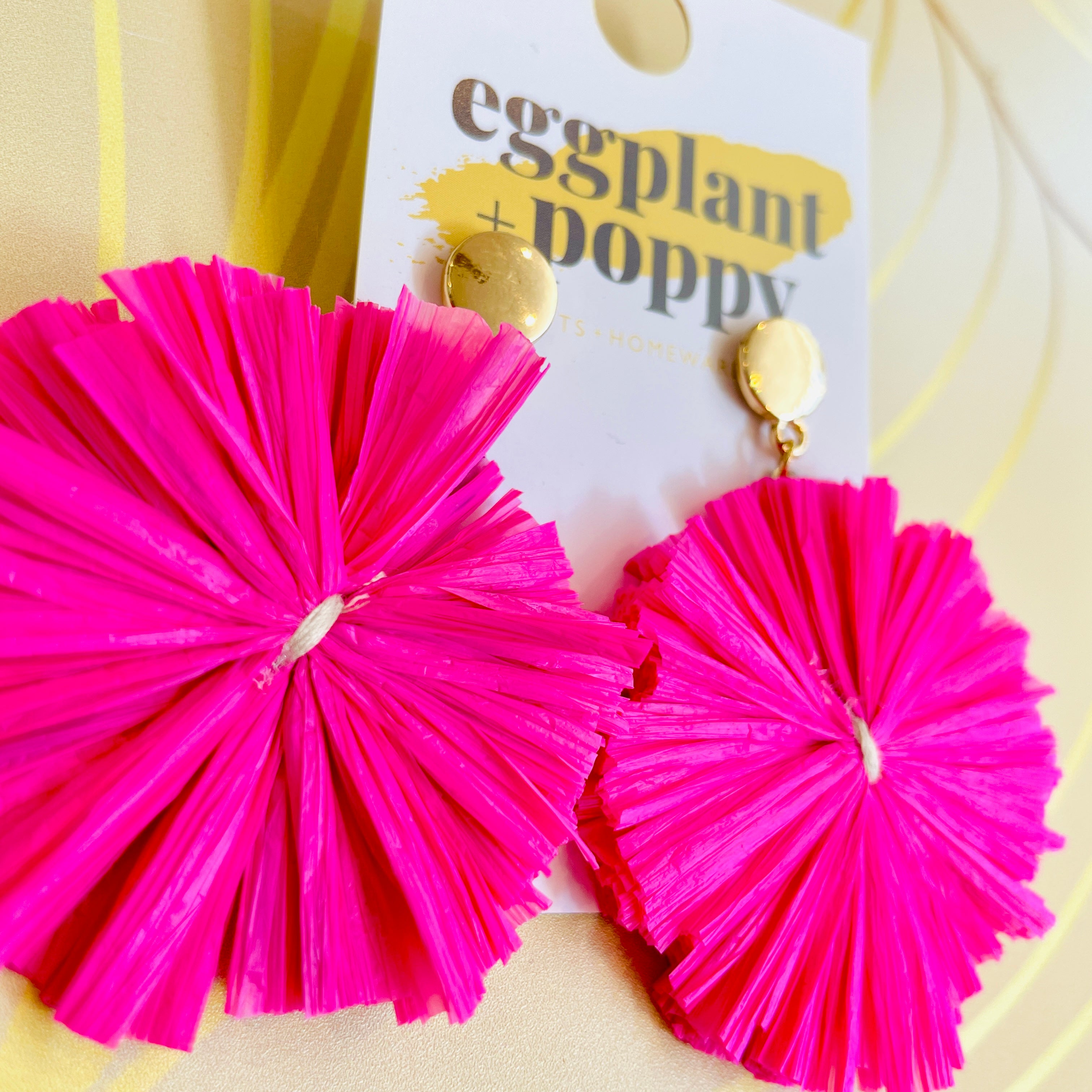 Coloured Straw Disc Earrings