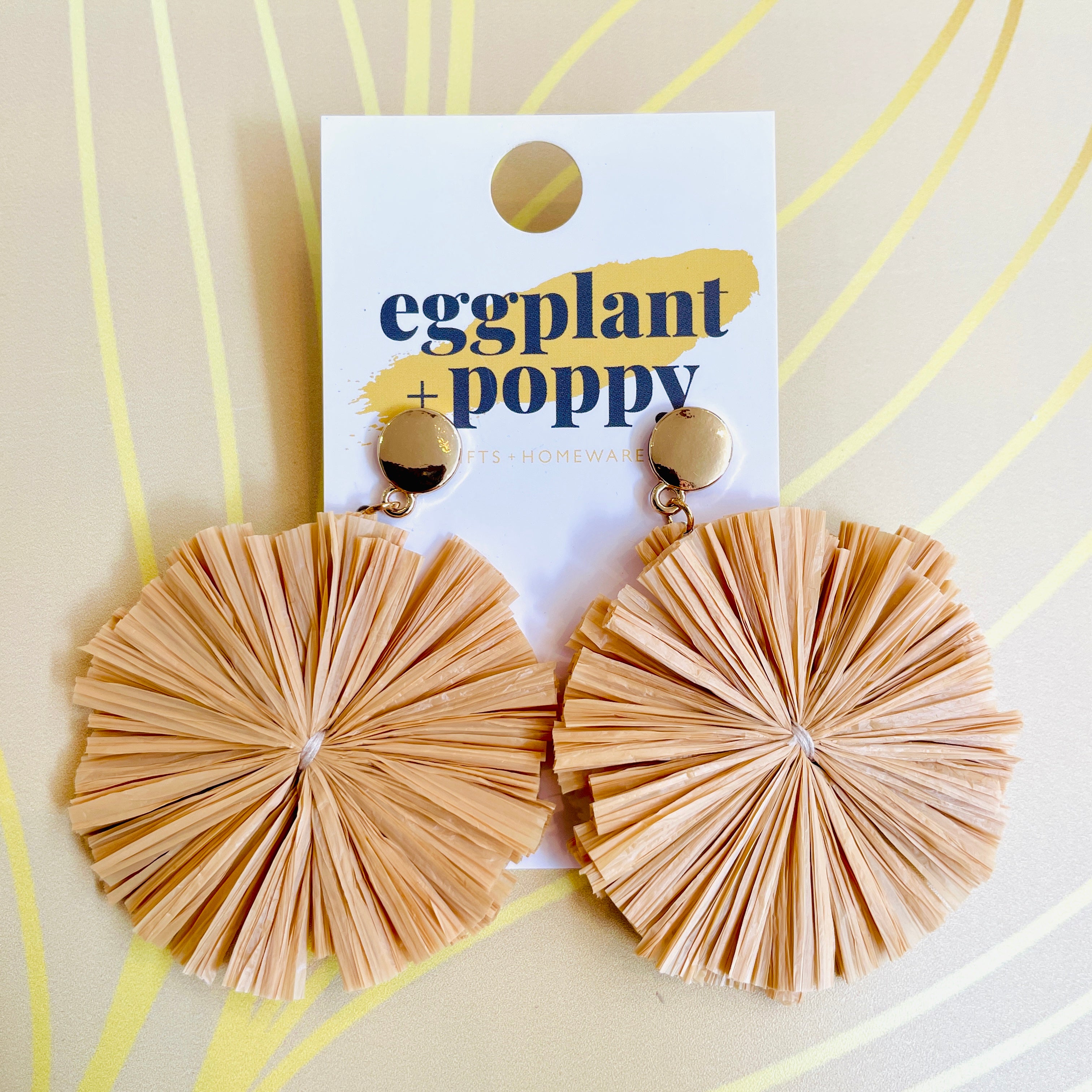 Coloured Straw Disc Earrings