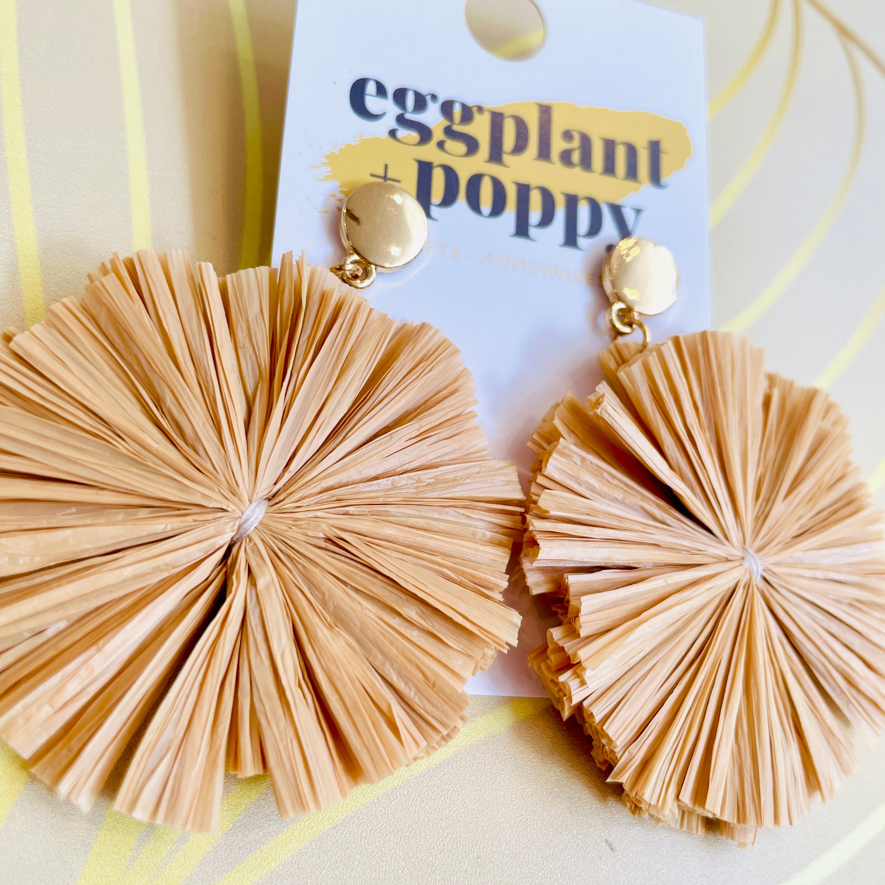 Coloured Straw Disc Earrings