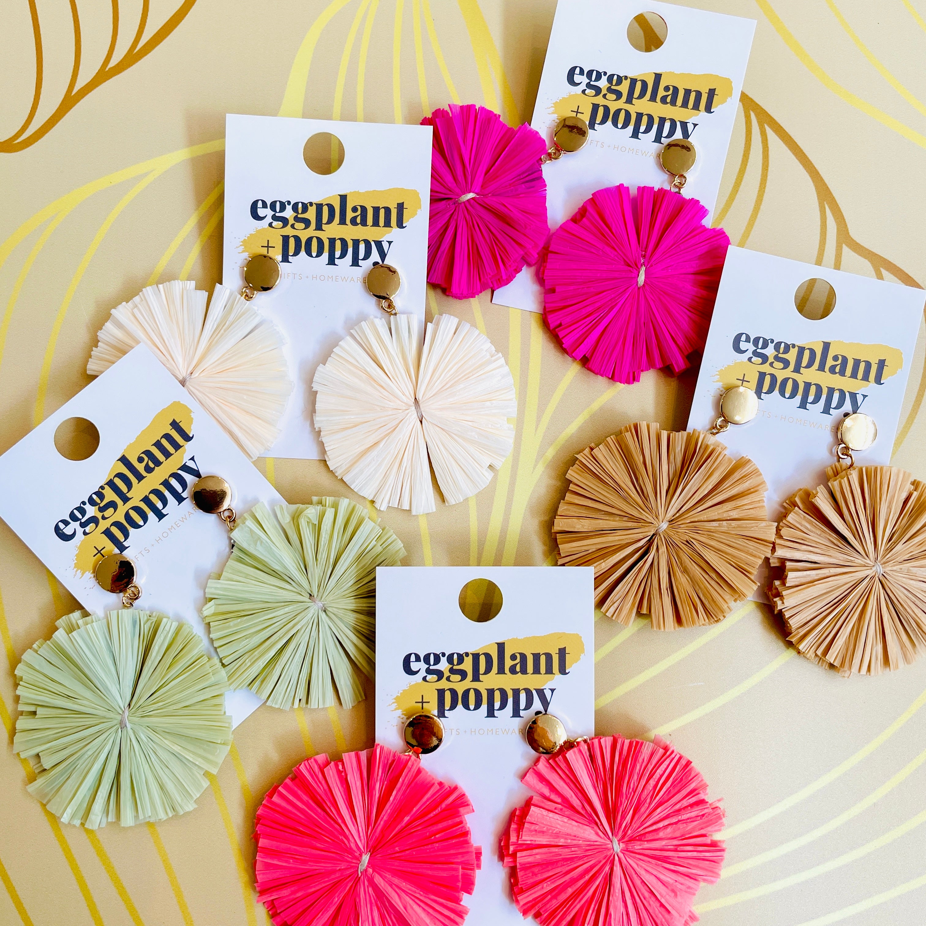 Coloured Straw Disc Earrings