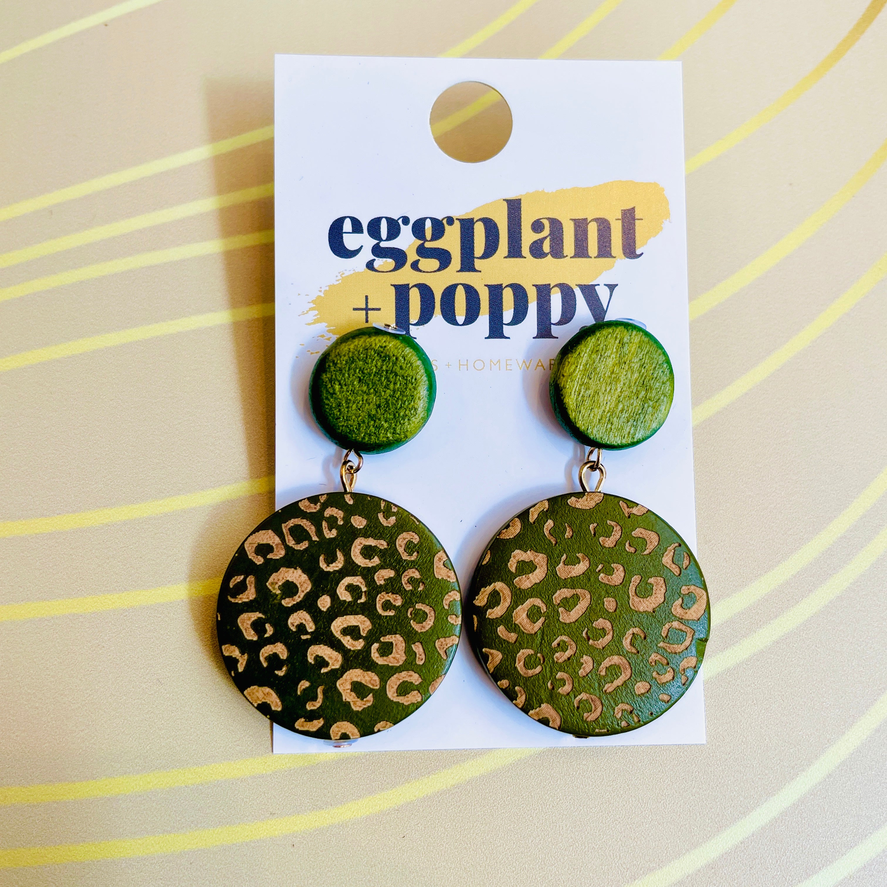 Round Wooden Pattern Earrings