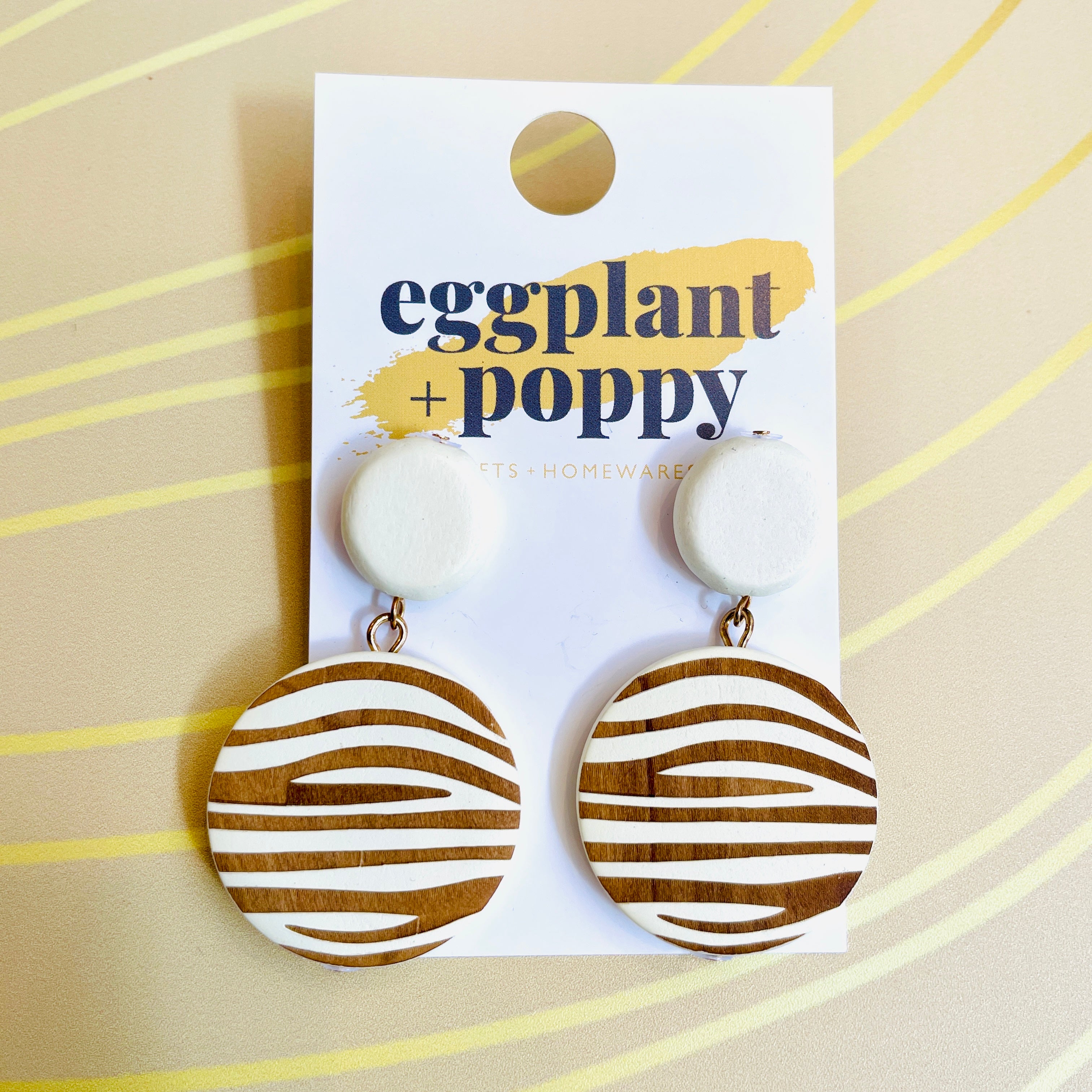 Round Wooden Pattern Earrings