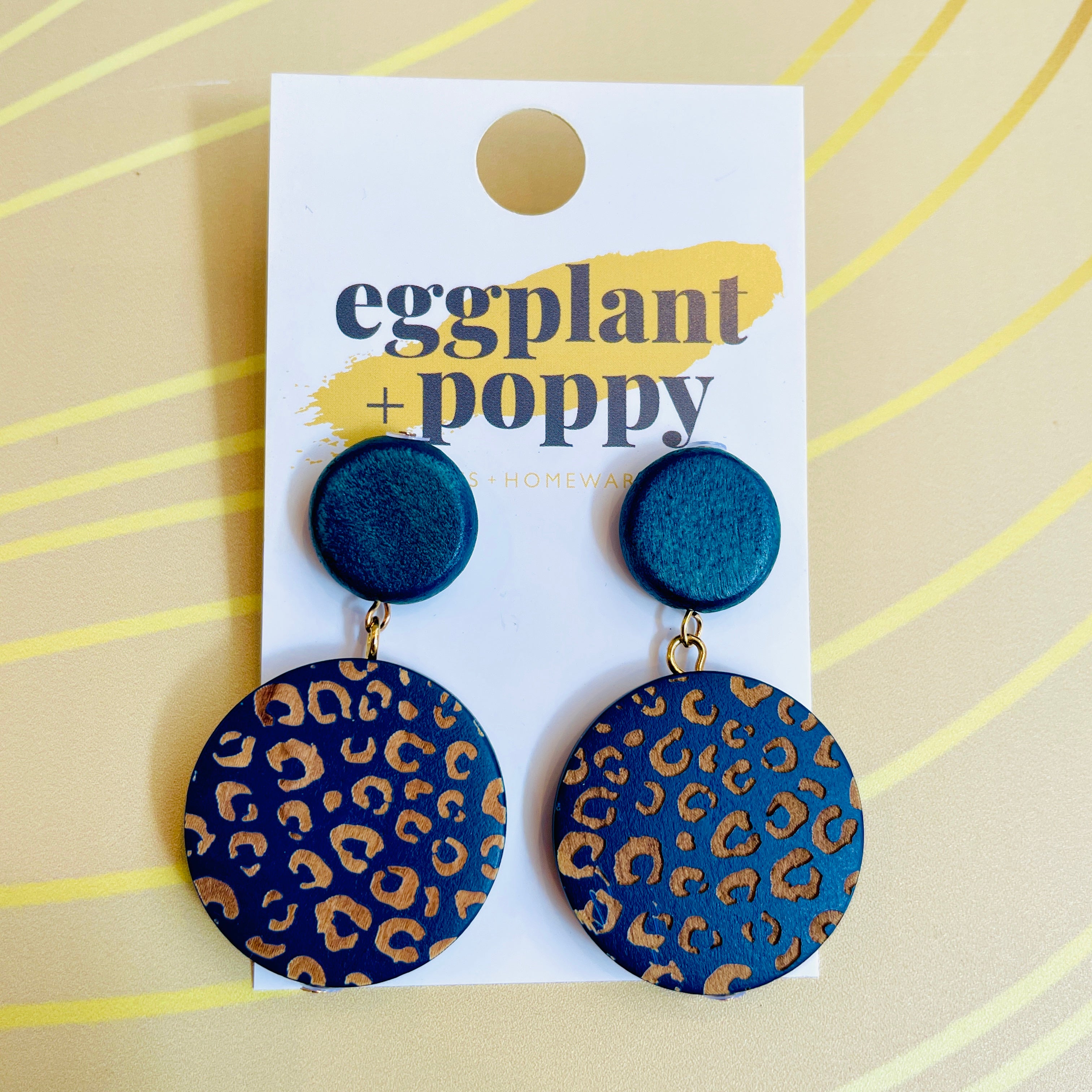 Round Wooden Pattern Earrings