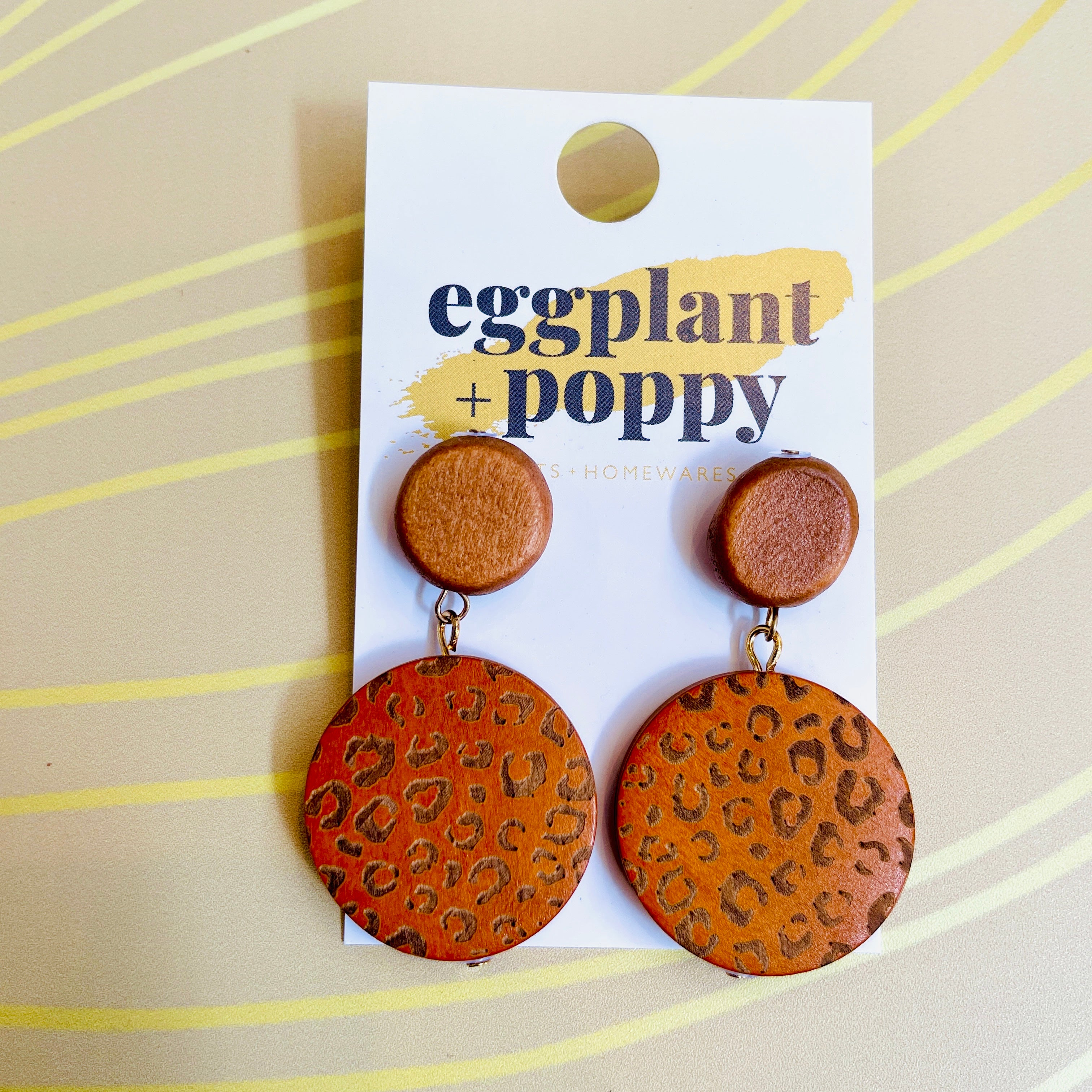 Round Wooden Pattern Earrings