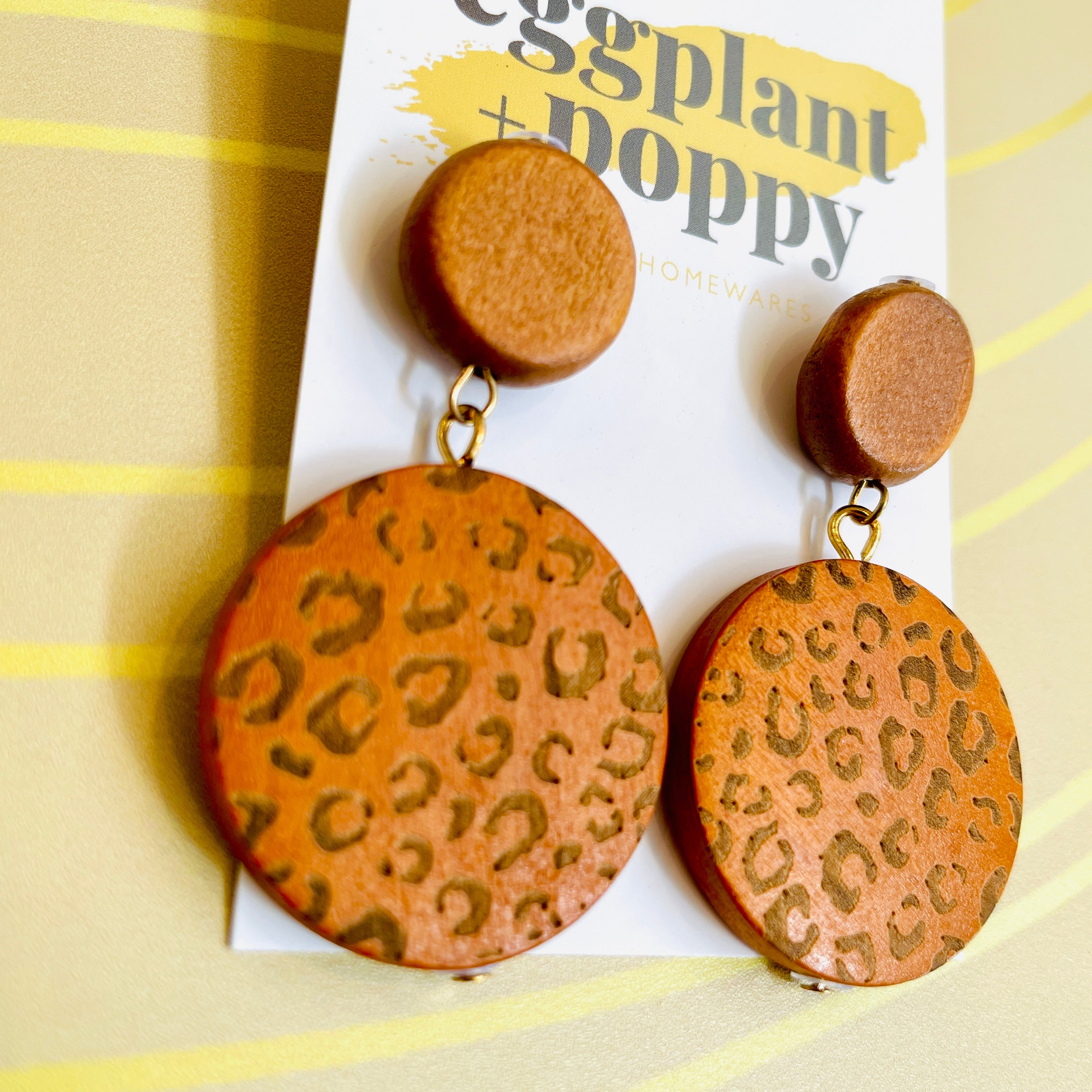 Round Wooden Pattern Earrings