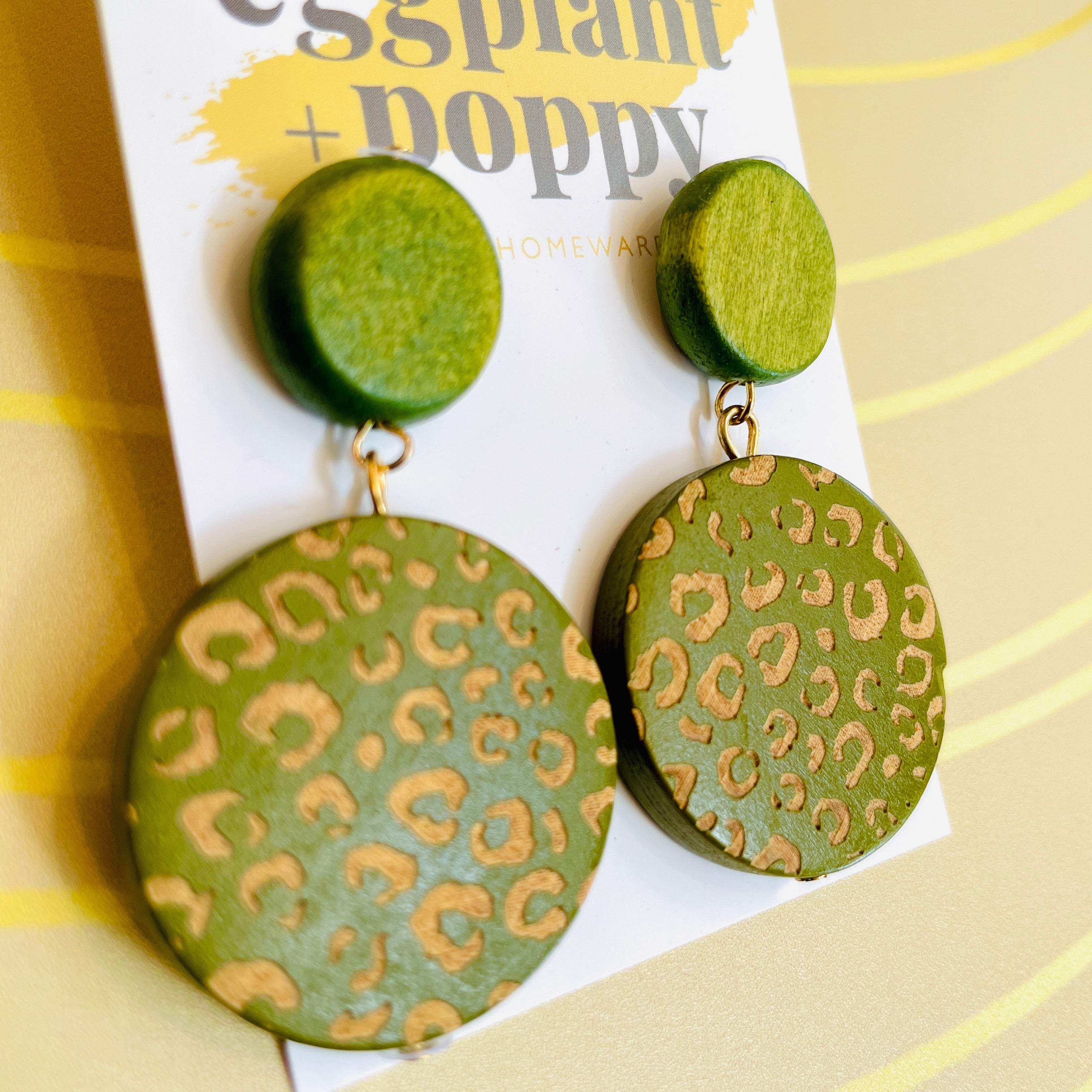 Round Wooden Pattern Earrings