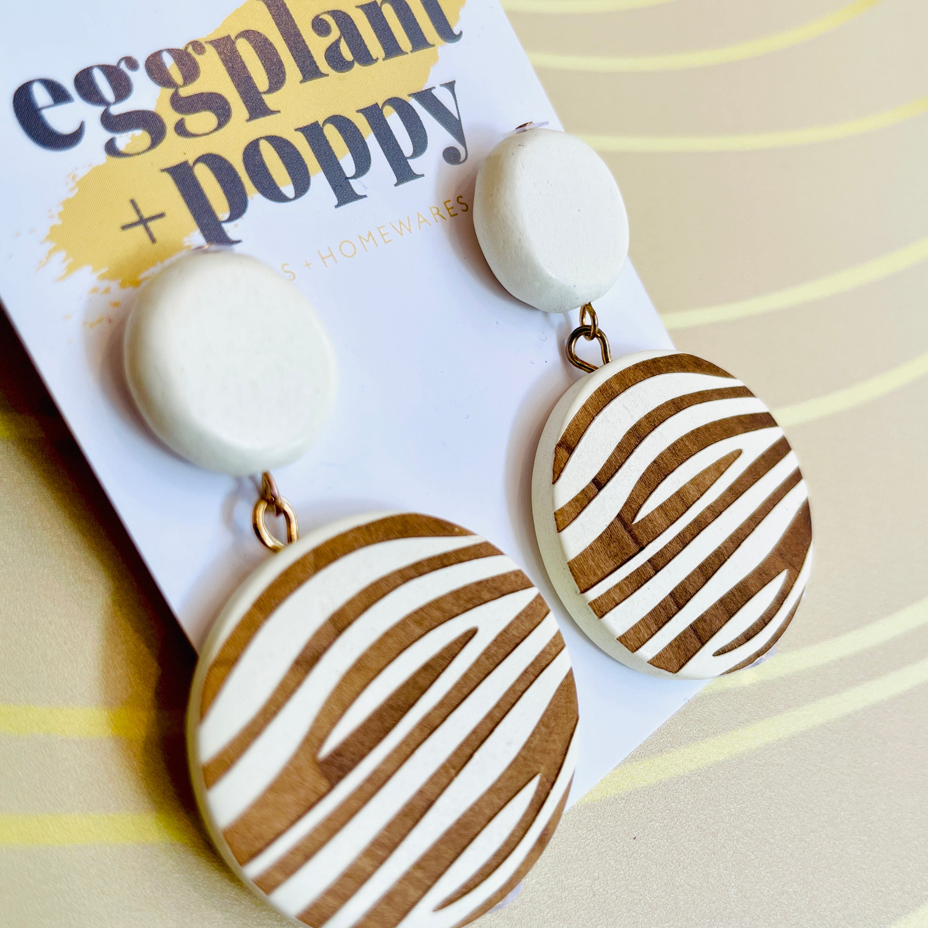 Round Wooden Pattern Earrings