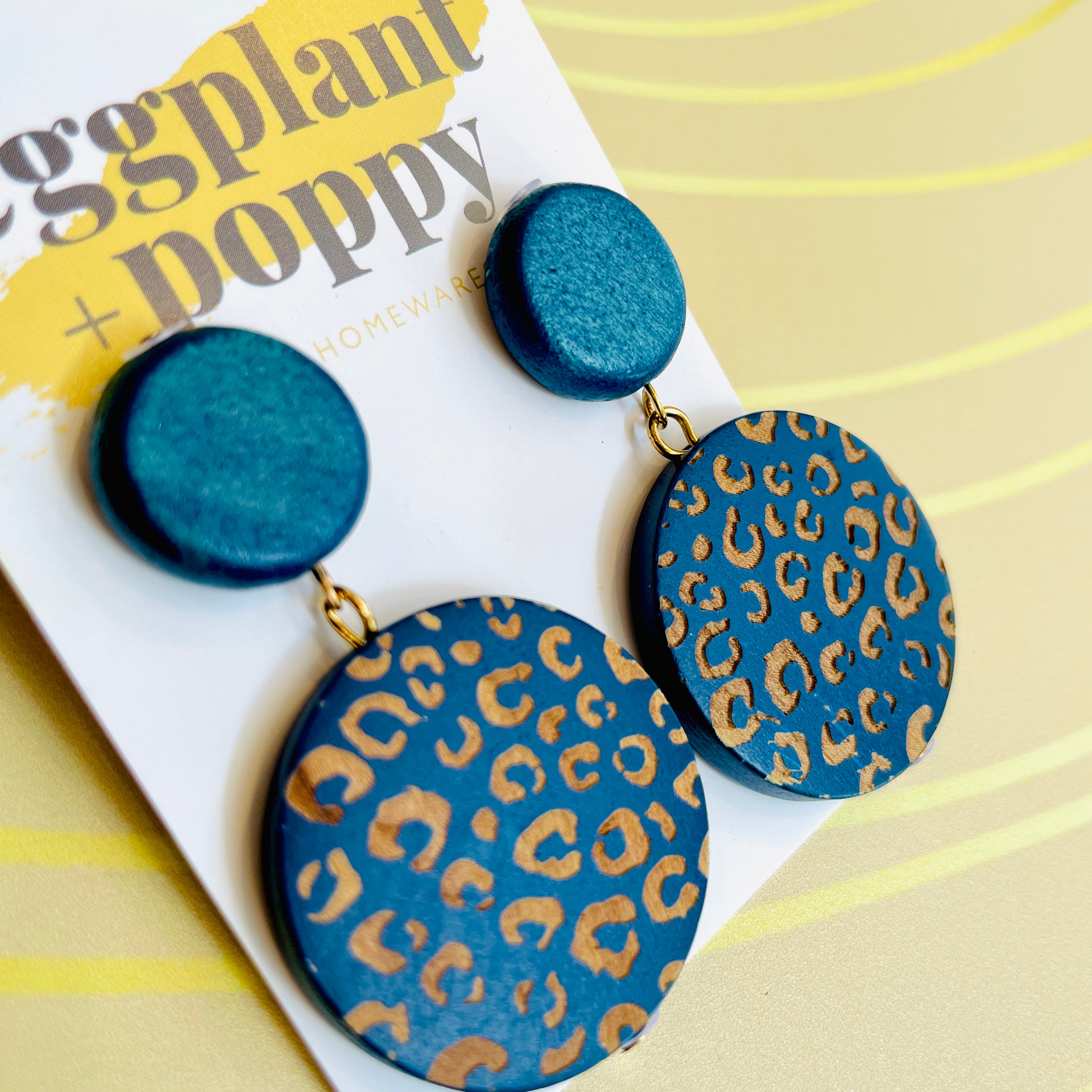 Round Wooden Pattern Earrings