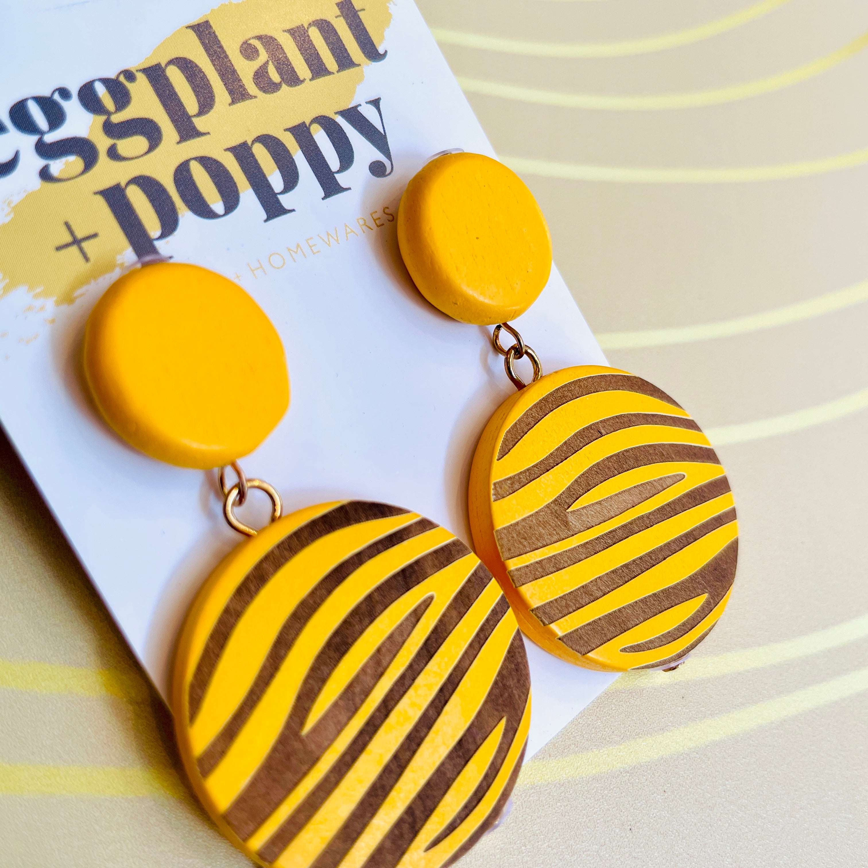 Round Wooden Pattern Earrings