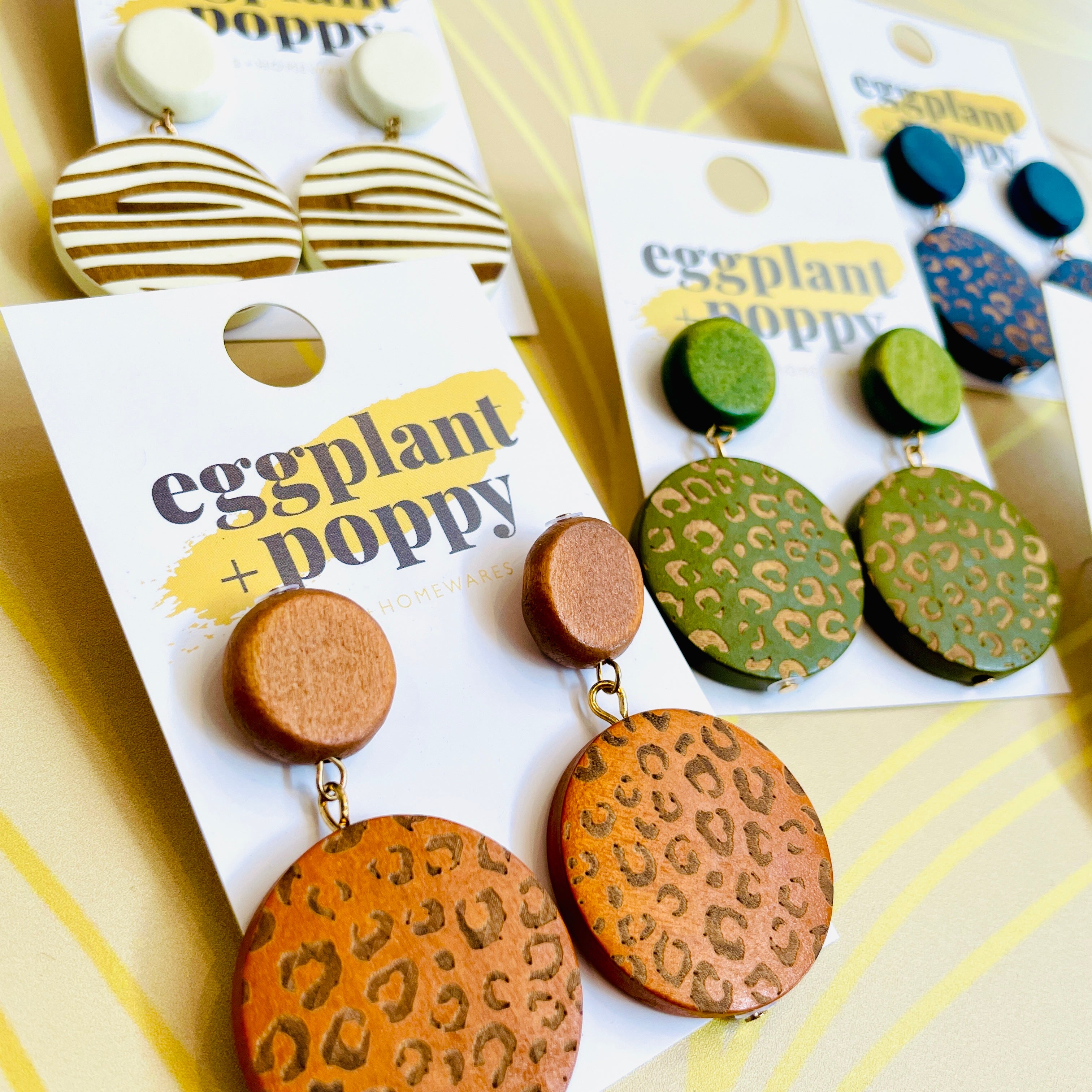 Round Wooden Pattern Earrings