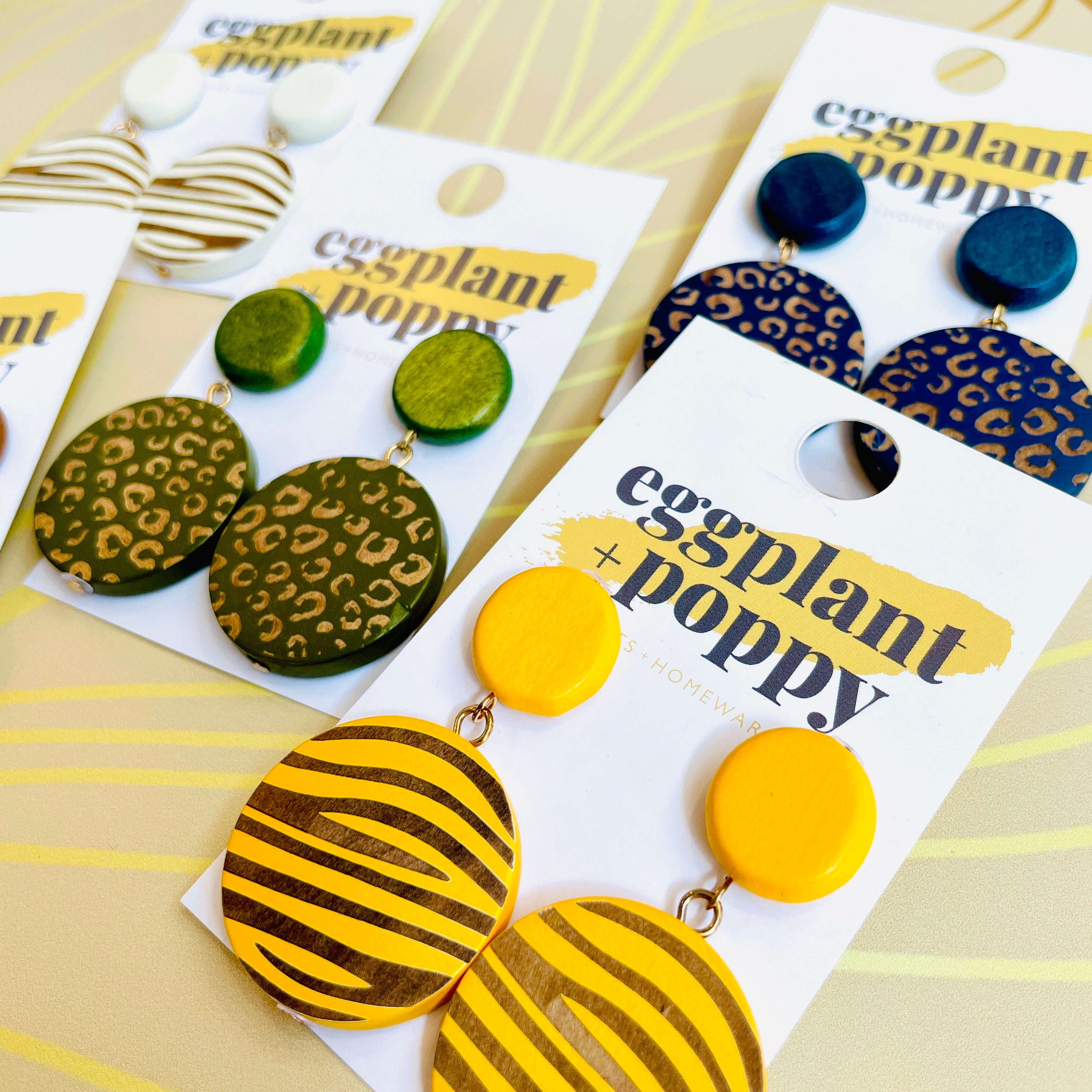 Round Wooden Pattern Earrings