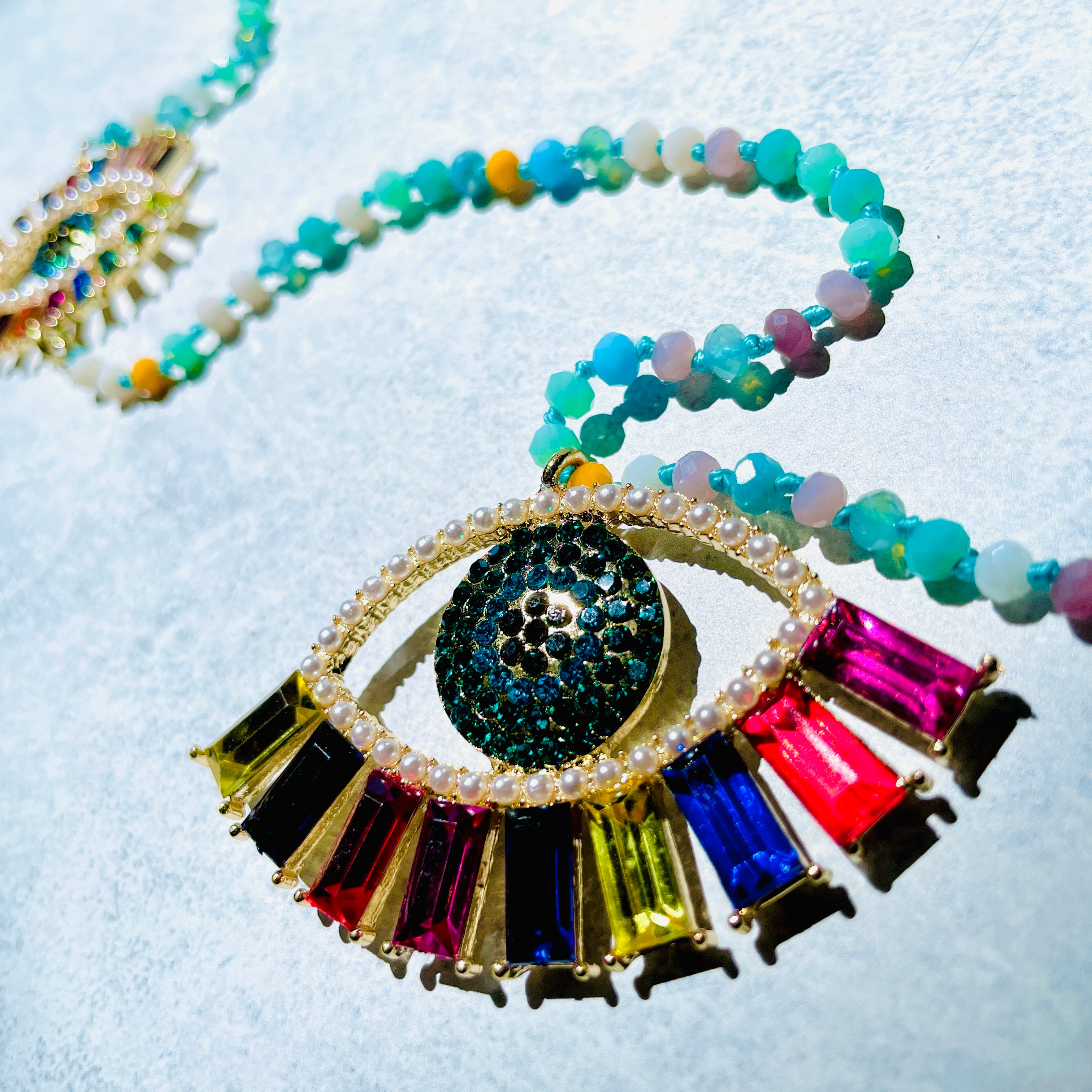 Mati Beaded Necklace - Teal