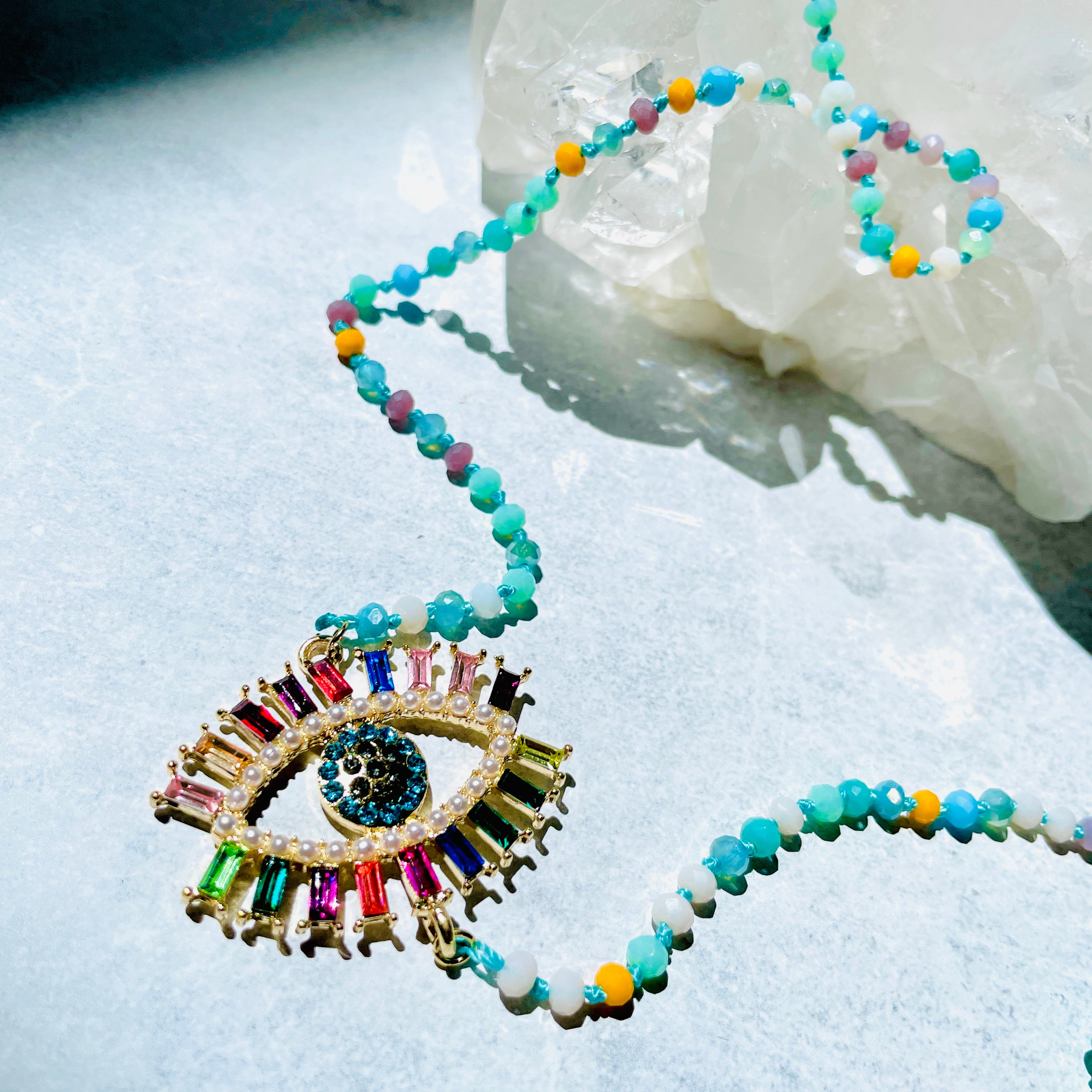 Mati Beaded Necklace - Teal