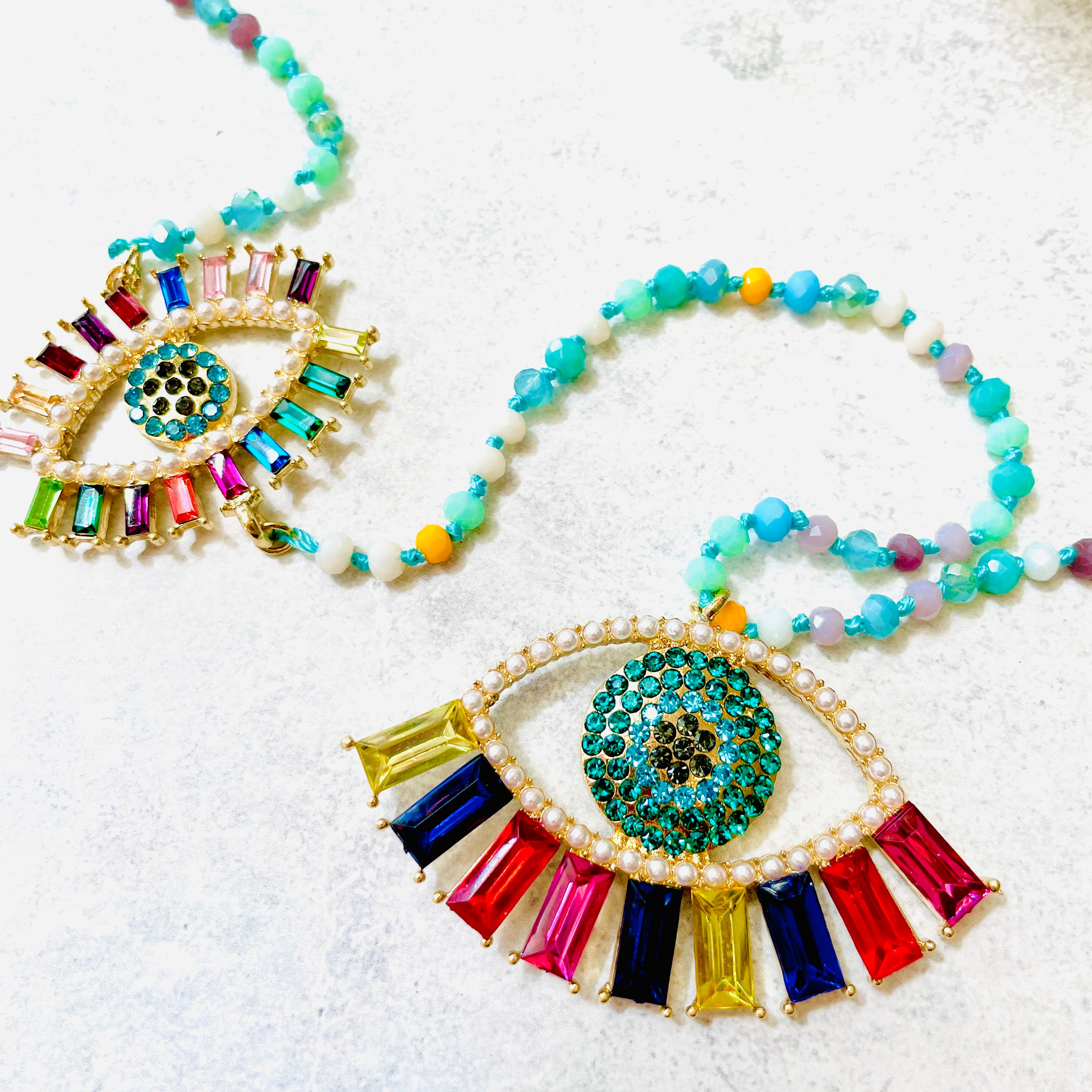 Mati Beaded Necklace - Teal