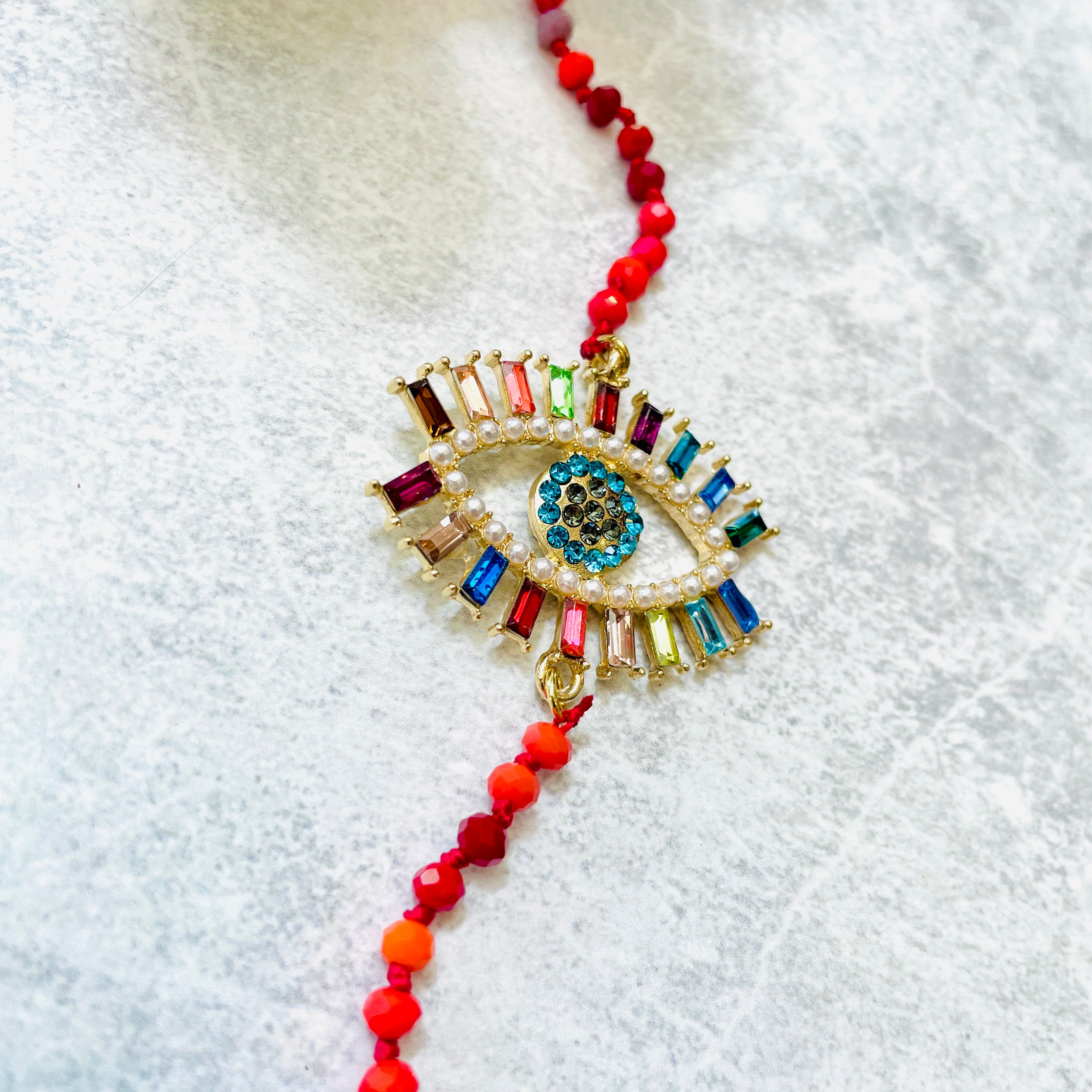 Mati Beaded Necklace - Red